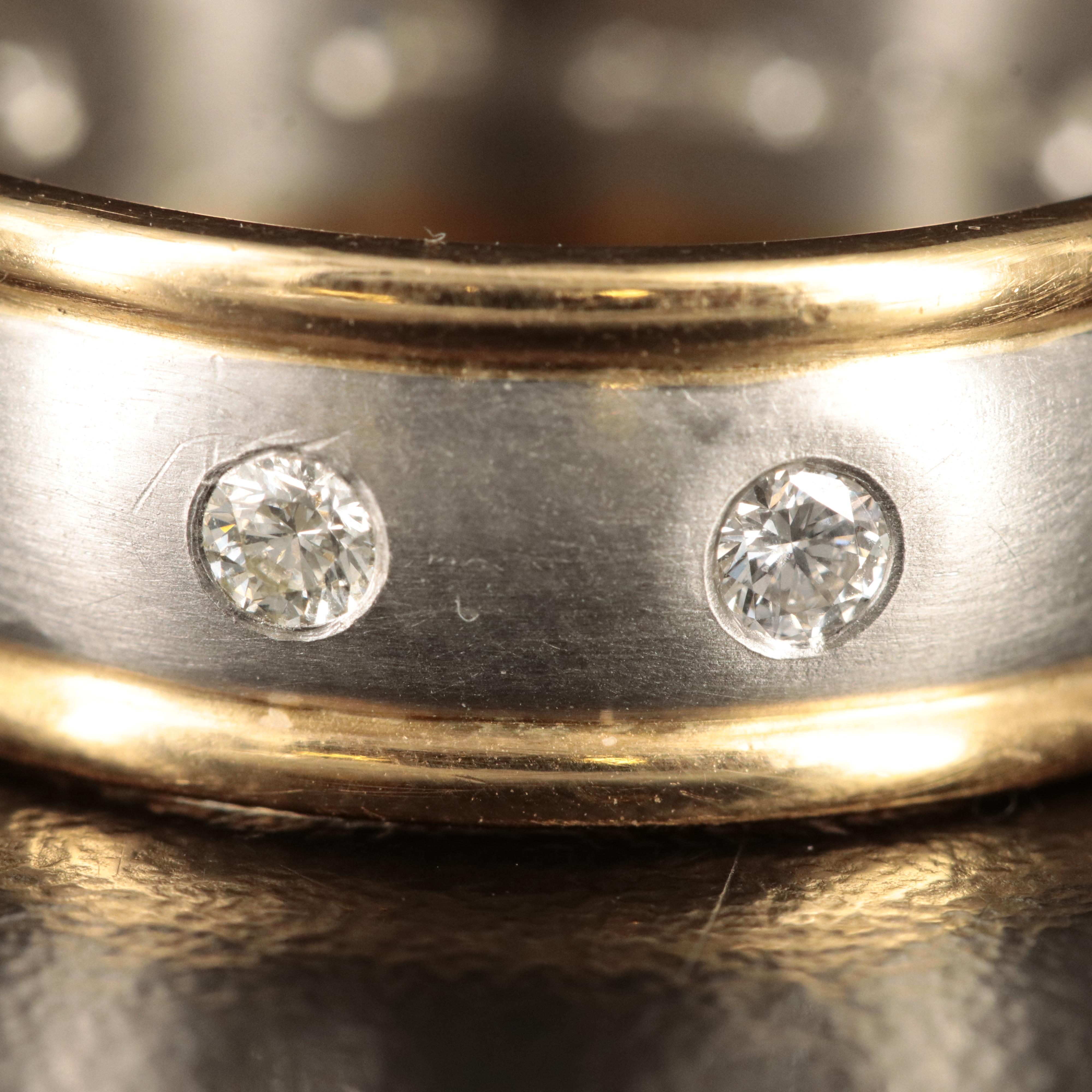 Platinum 0.78 CTW Diamond Band with 18K Accent
