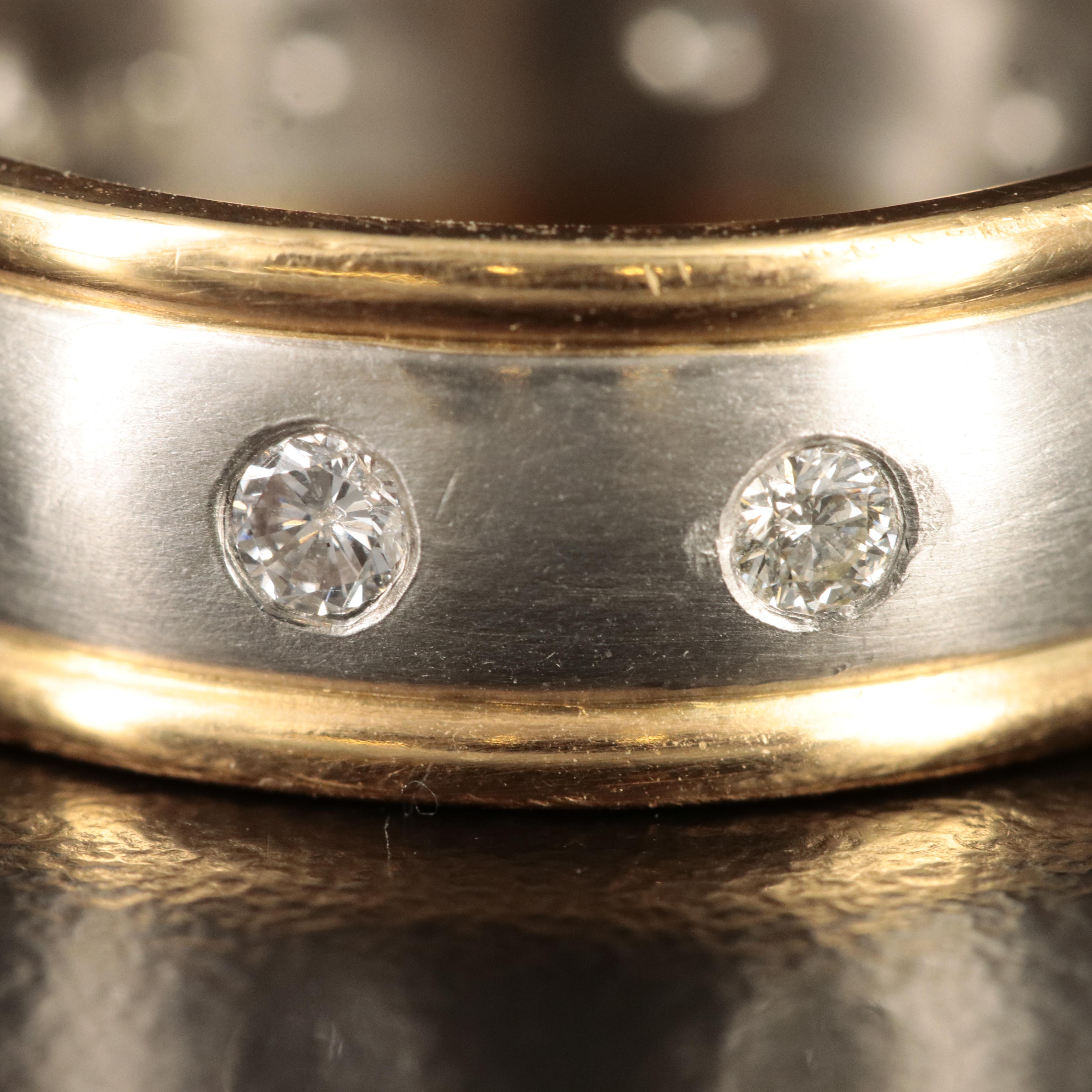 Platinum 0.78 CTW Diamond Band with 18K Accent