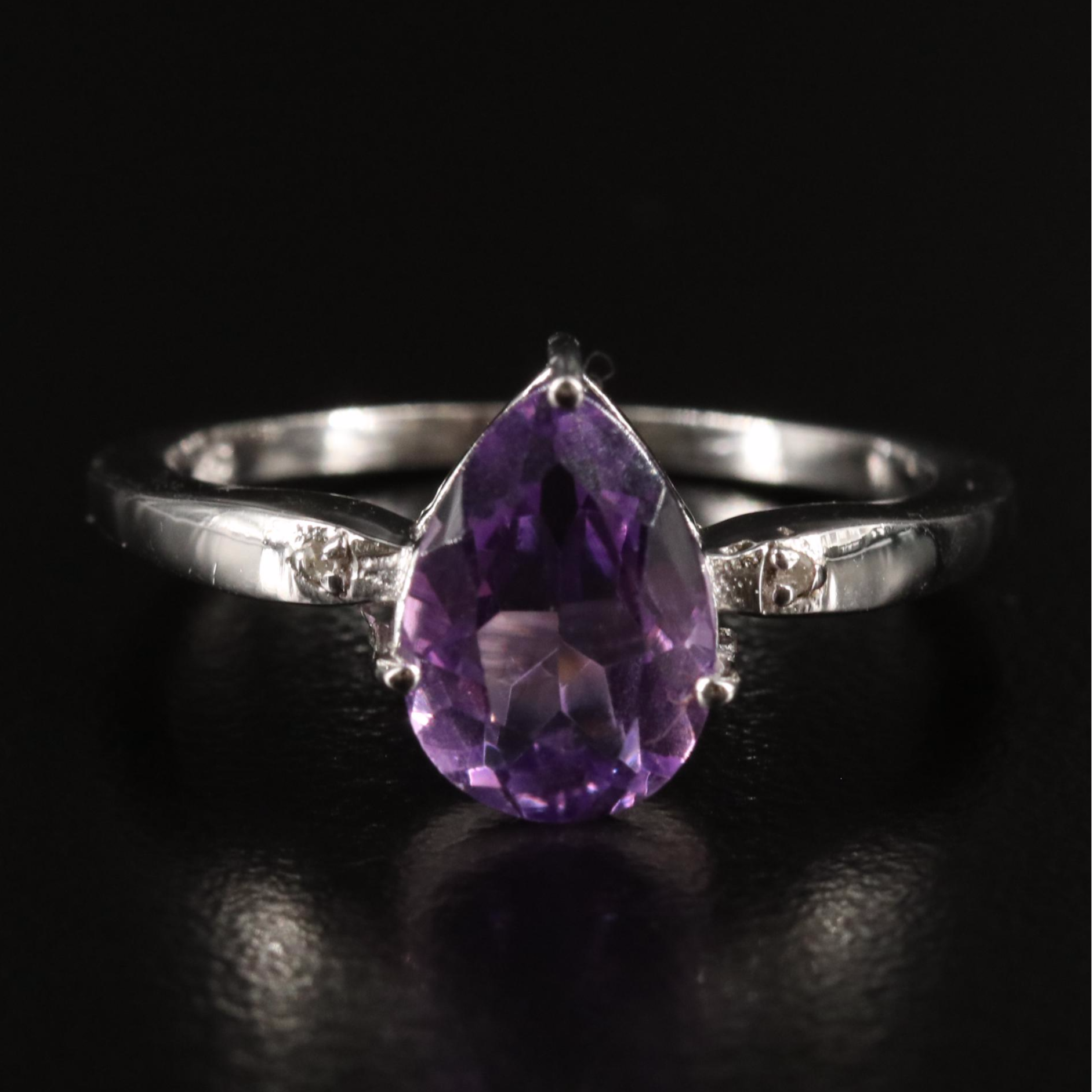 Sterling Amethyst and Diamond Ring
