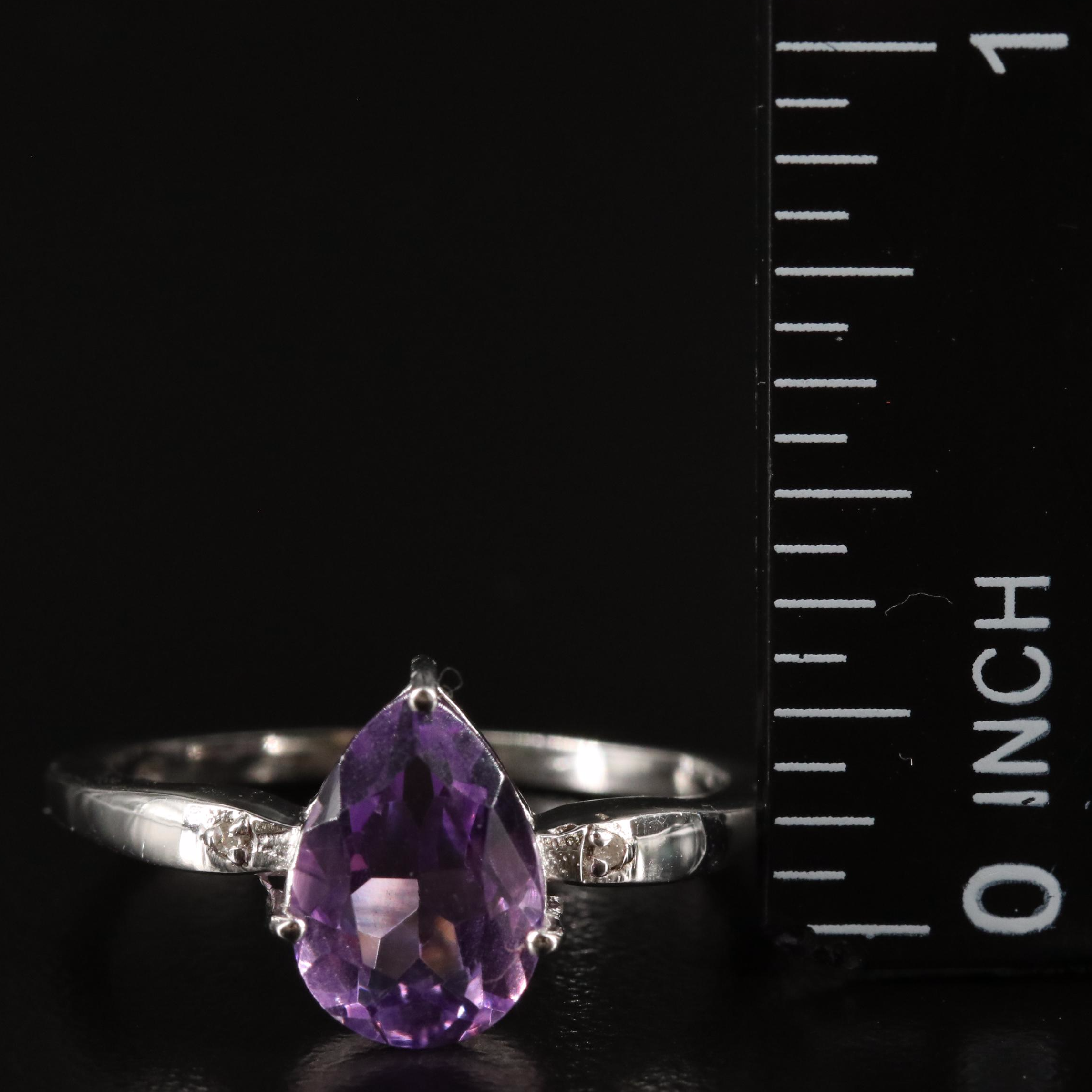 Sterling Amethyst and Diamond Ring