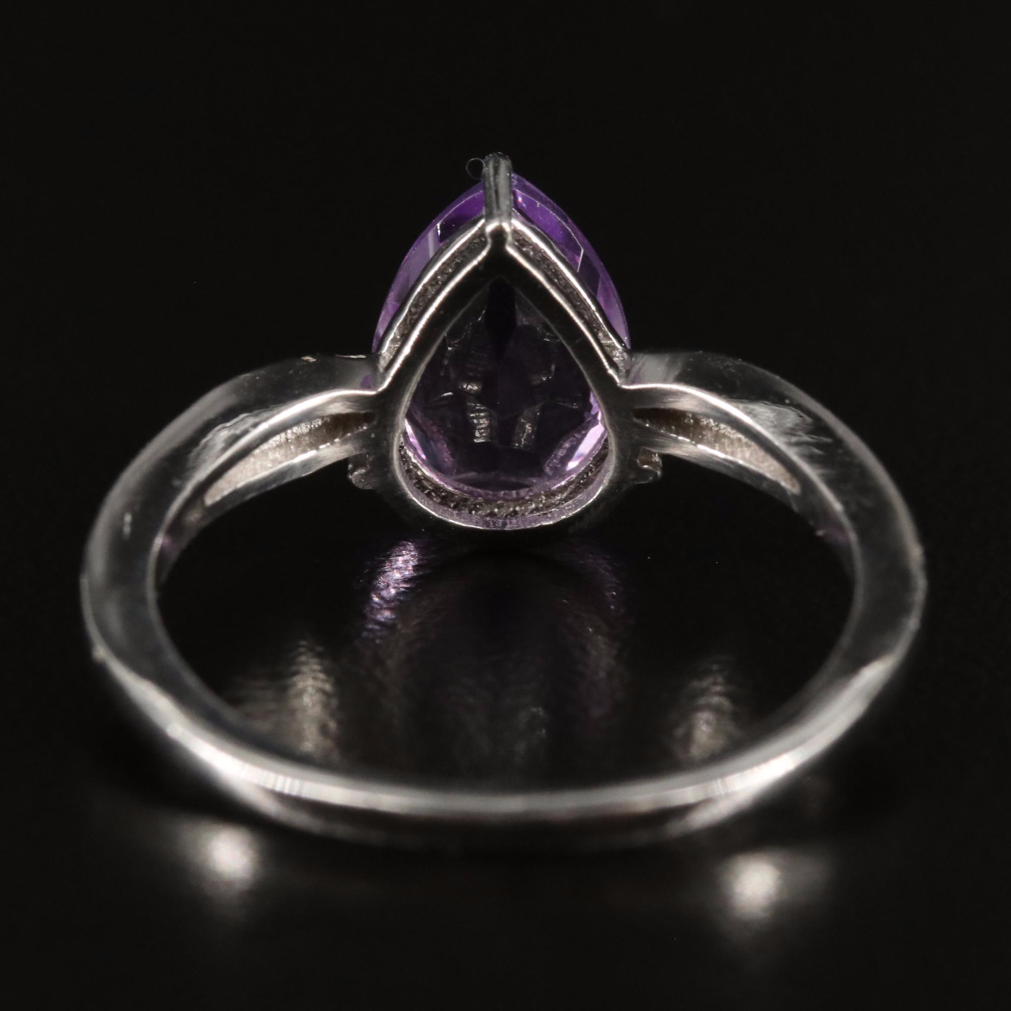 Sterling Amethyst and Diamond Ring