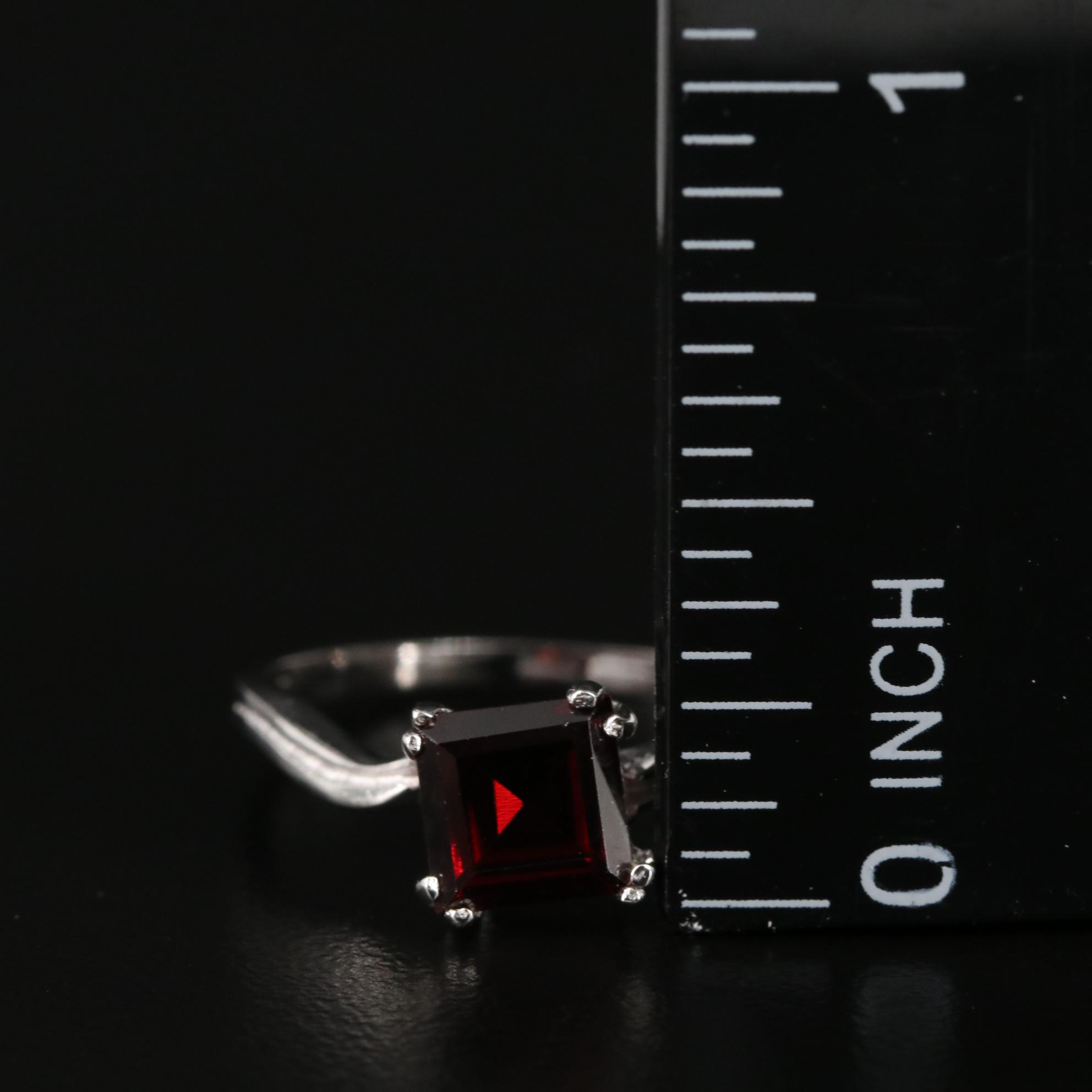 Sterling Garnet Solitaire Ring