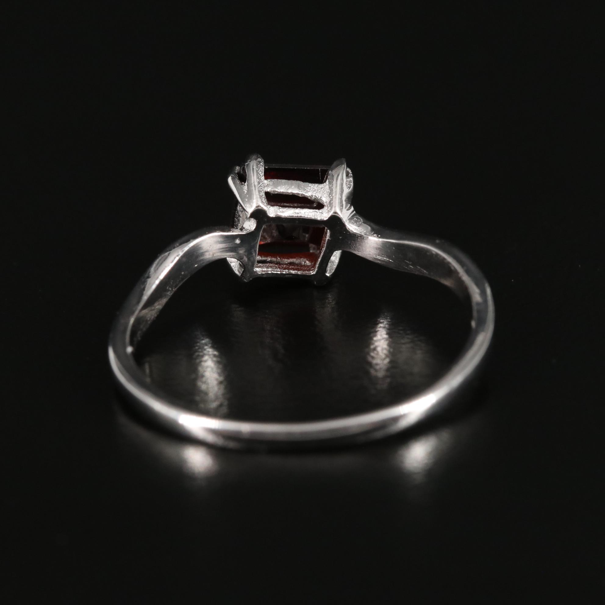 Sterling Garnet Solitaire Ring