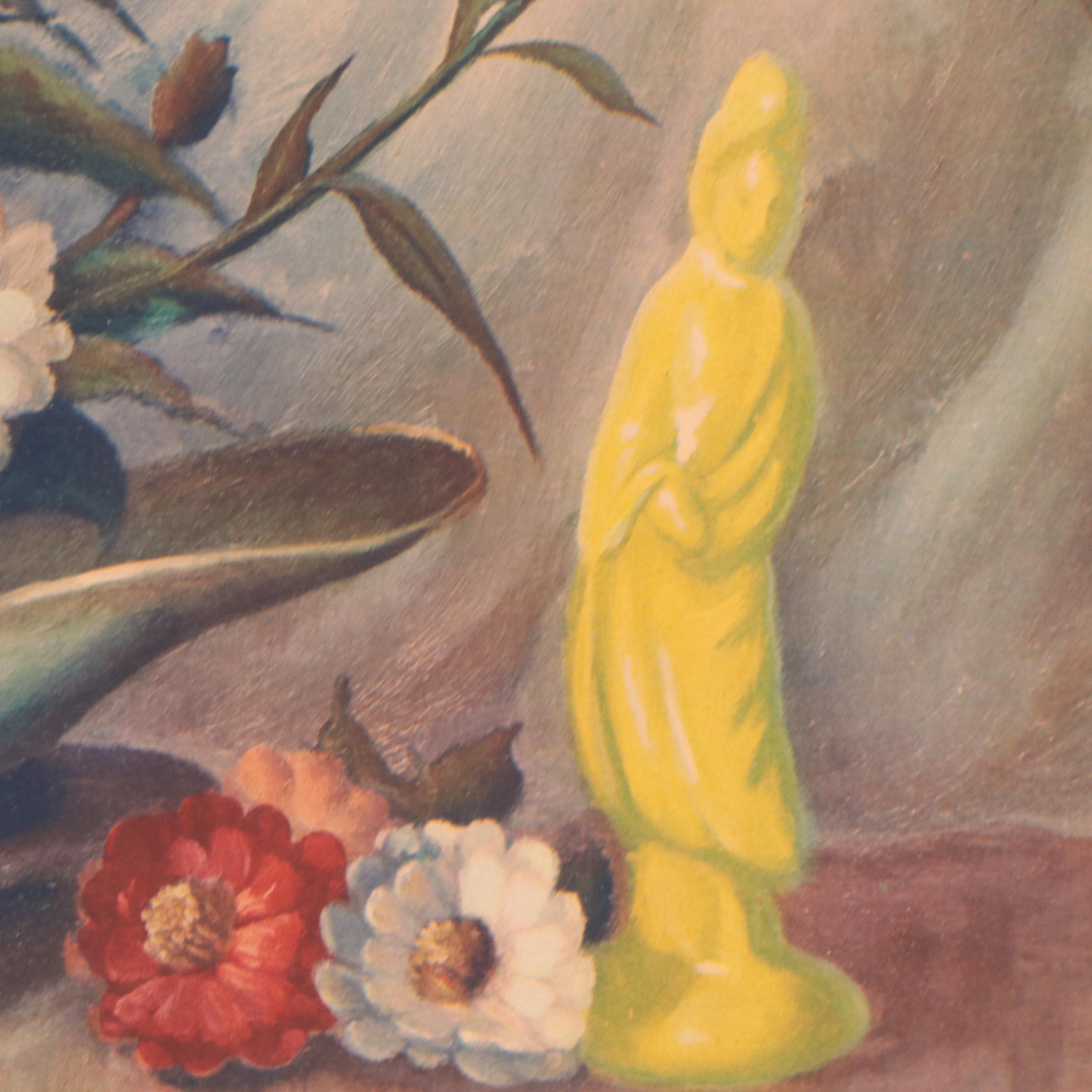 Collotype After William Van de Pas of Floral Arrangement, Mid-20th Century