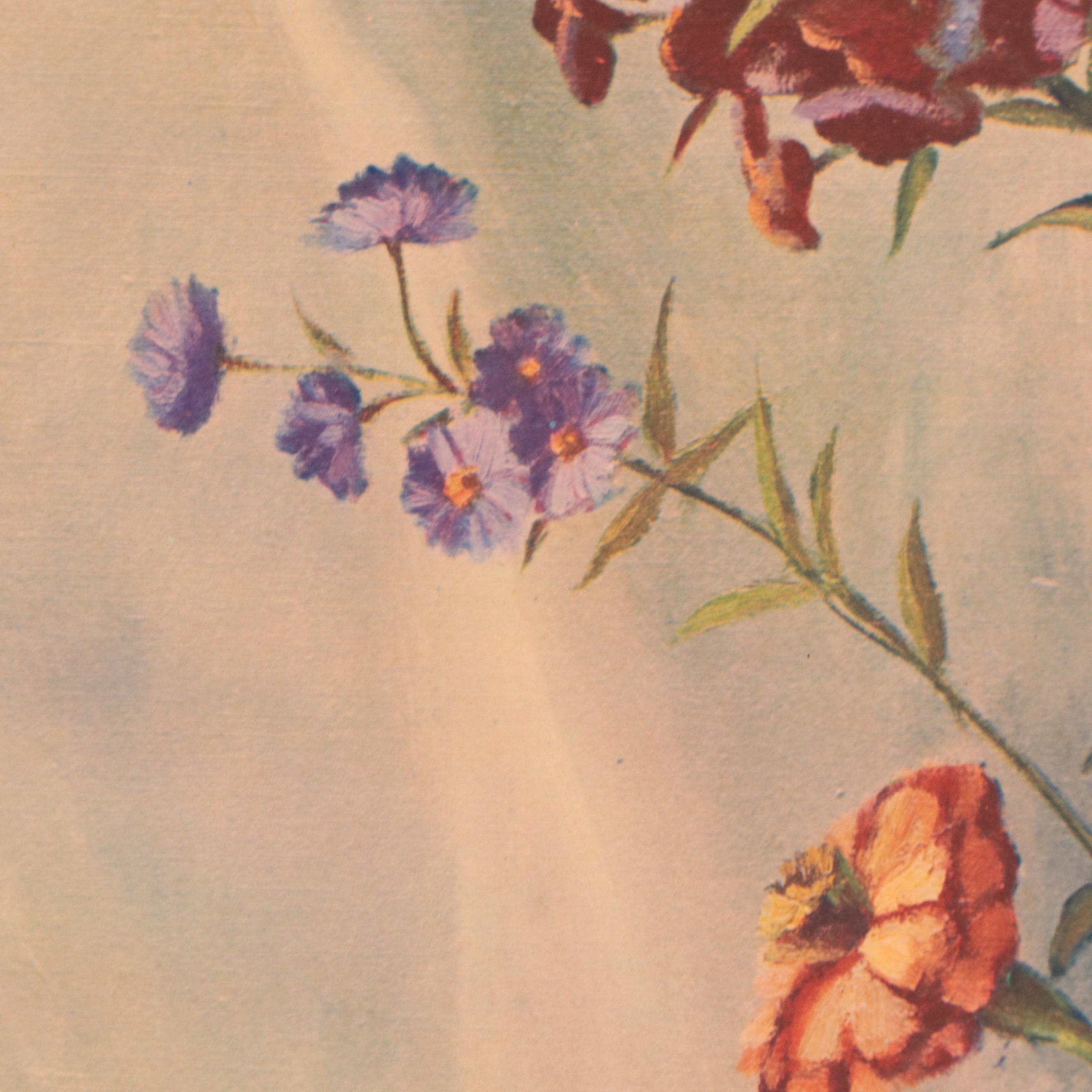 Collotype After William Van de Pas of Floral Arrangement, Mid-20th Century