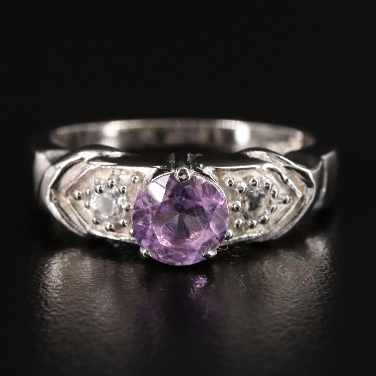 Sterling Amethyst and White Topaz Ring