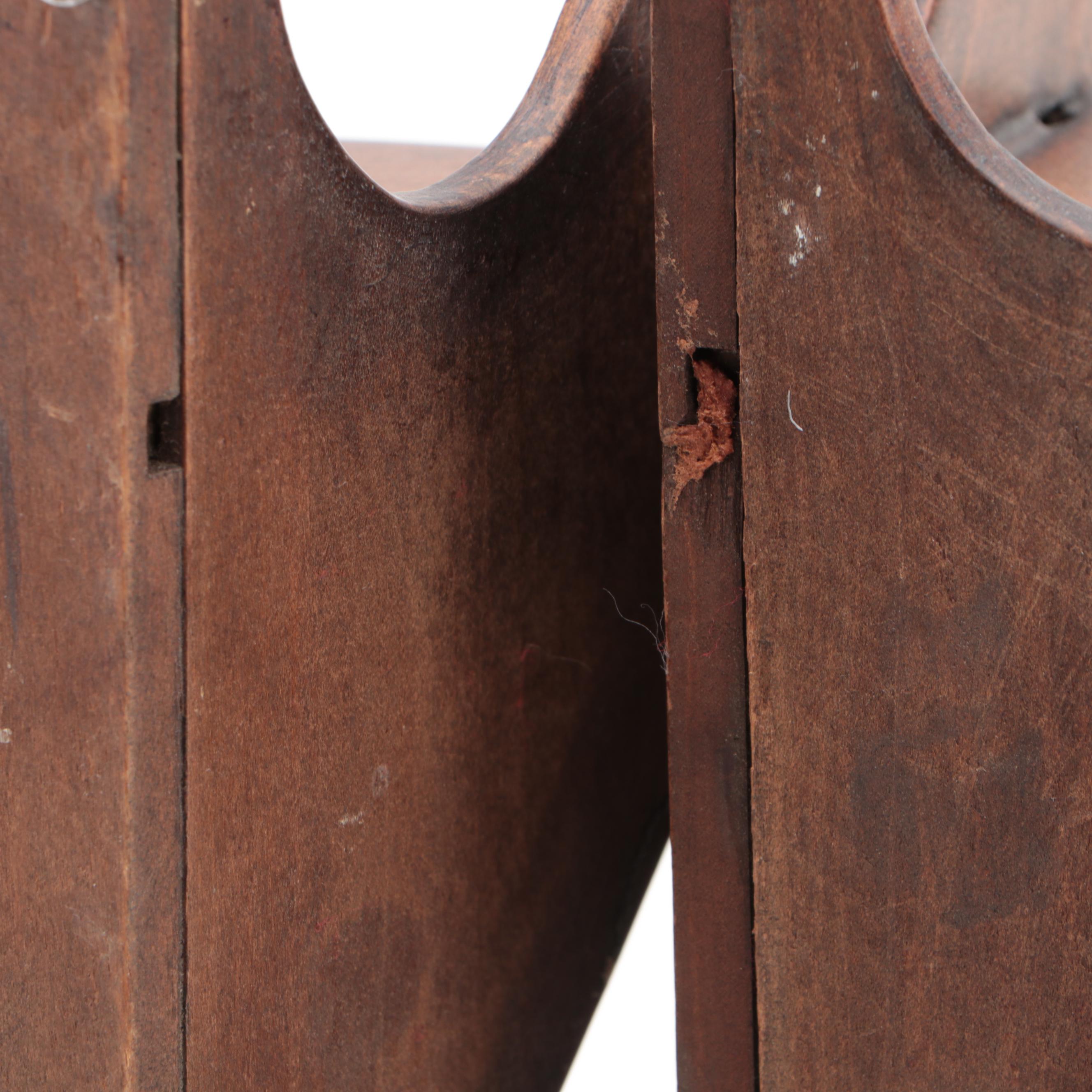 Tole Painted Floral Tray with Pair of Wooden Corner Wall Shelves