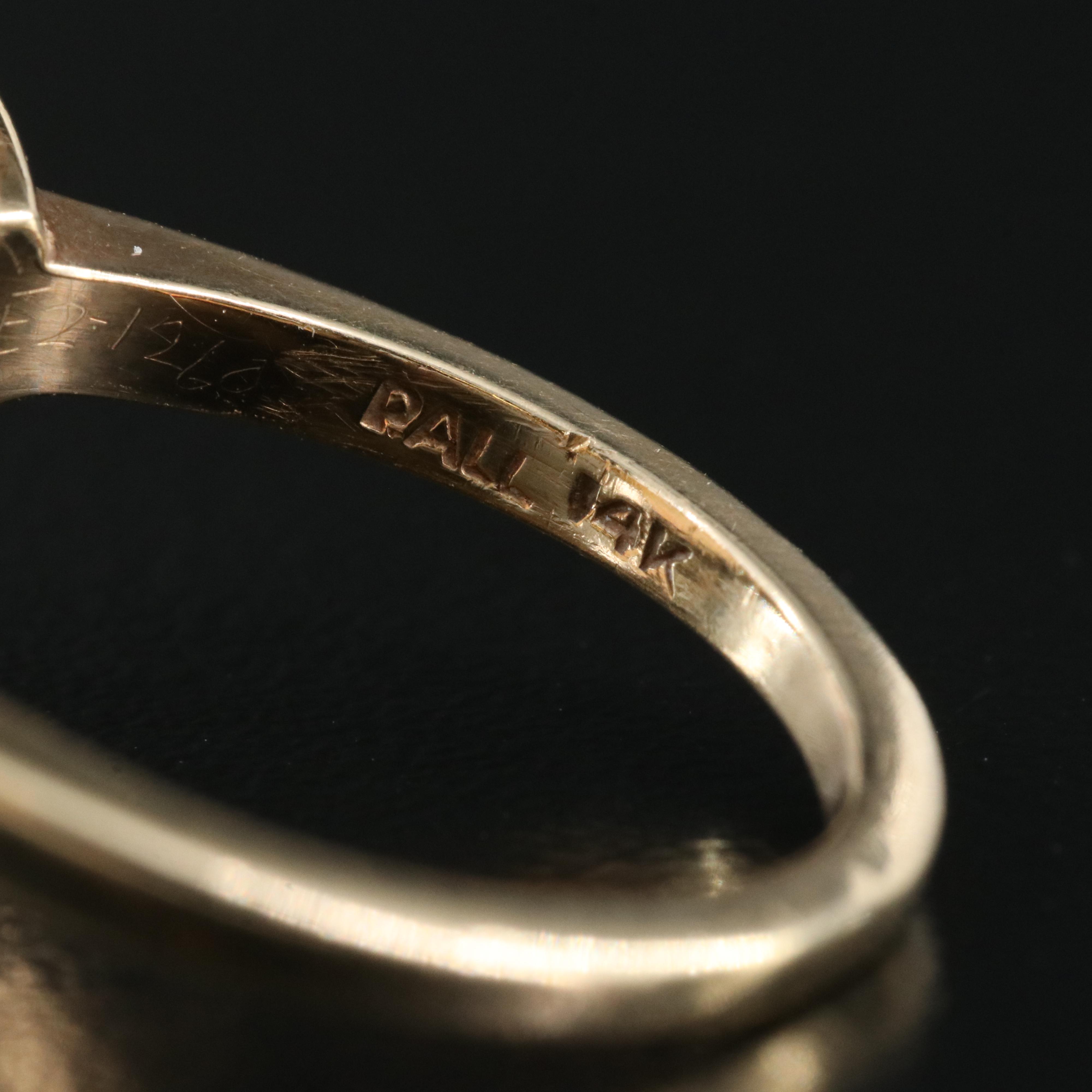 1940s F&F Felger Inc. 14K Opal and Diamond Ring with Palladium Accents