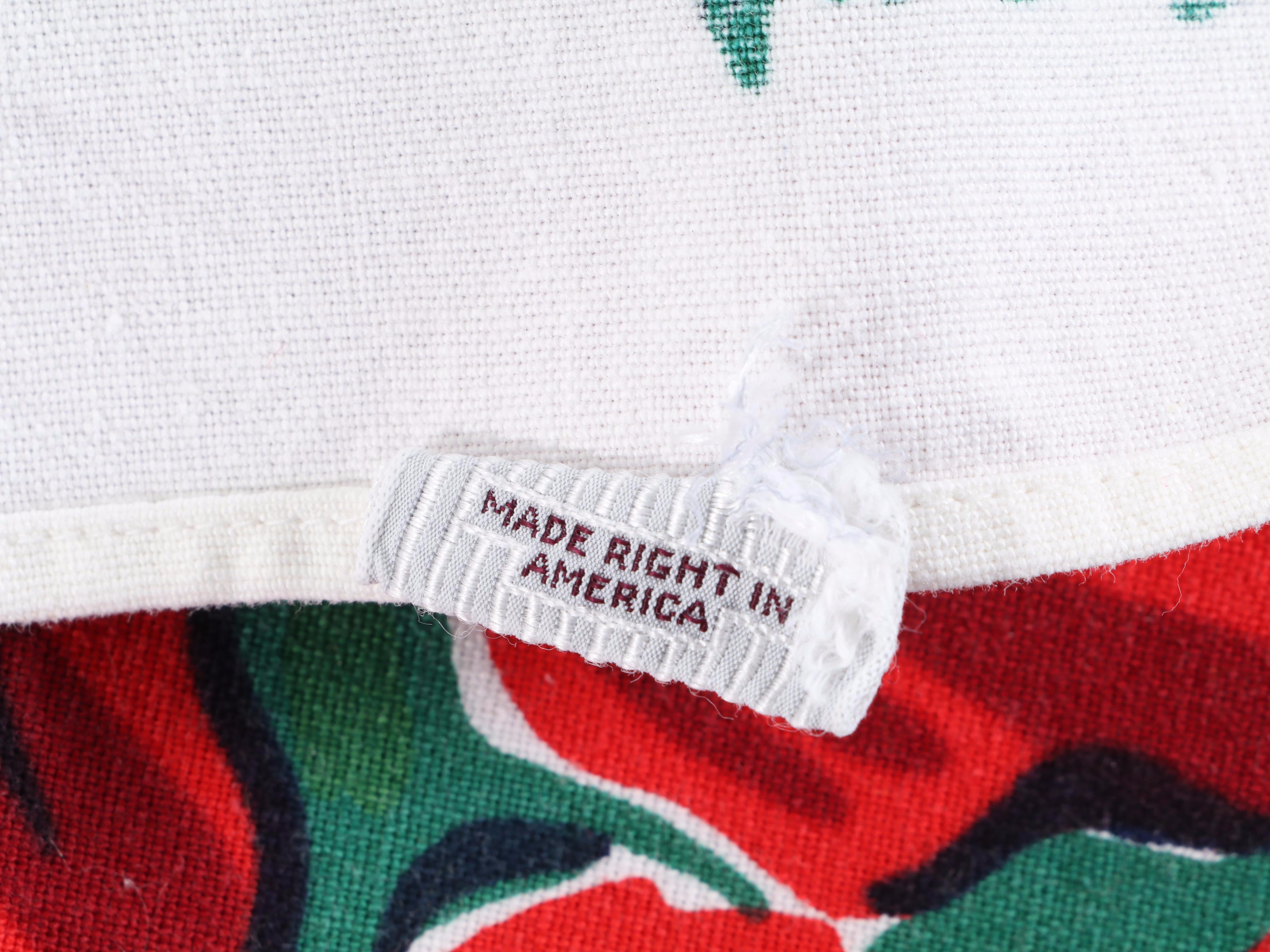 California Hand Prints Red Floral Tablecloth with Other Table Linens, Trim