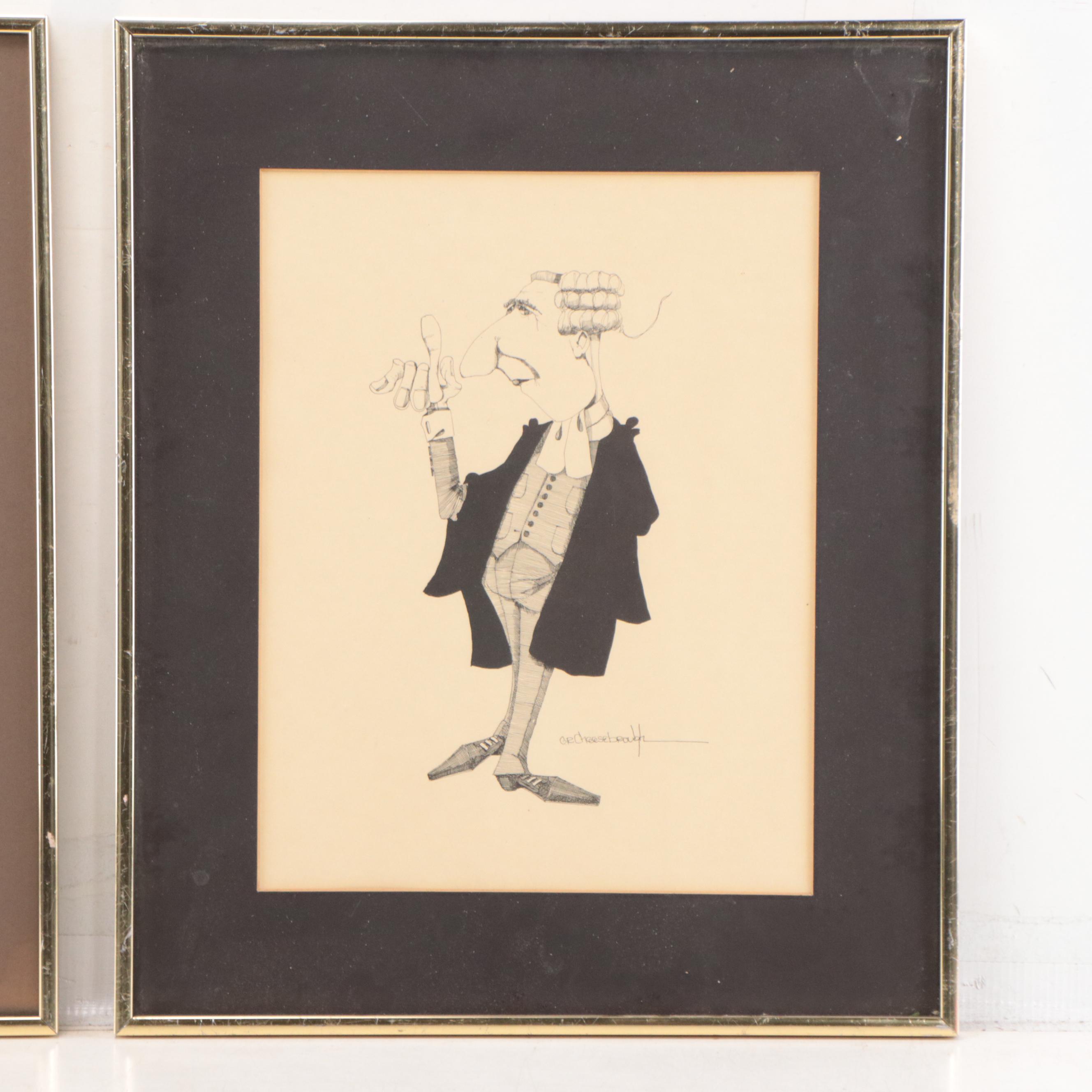 Lithographs After G.R. Cheesebrough of Barristers, Mid-20th Century