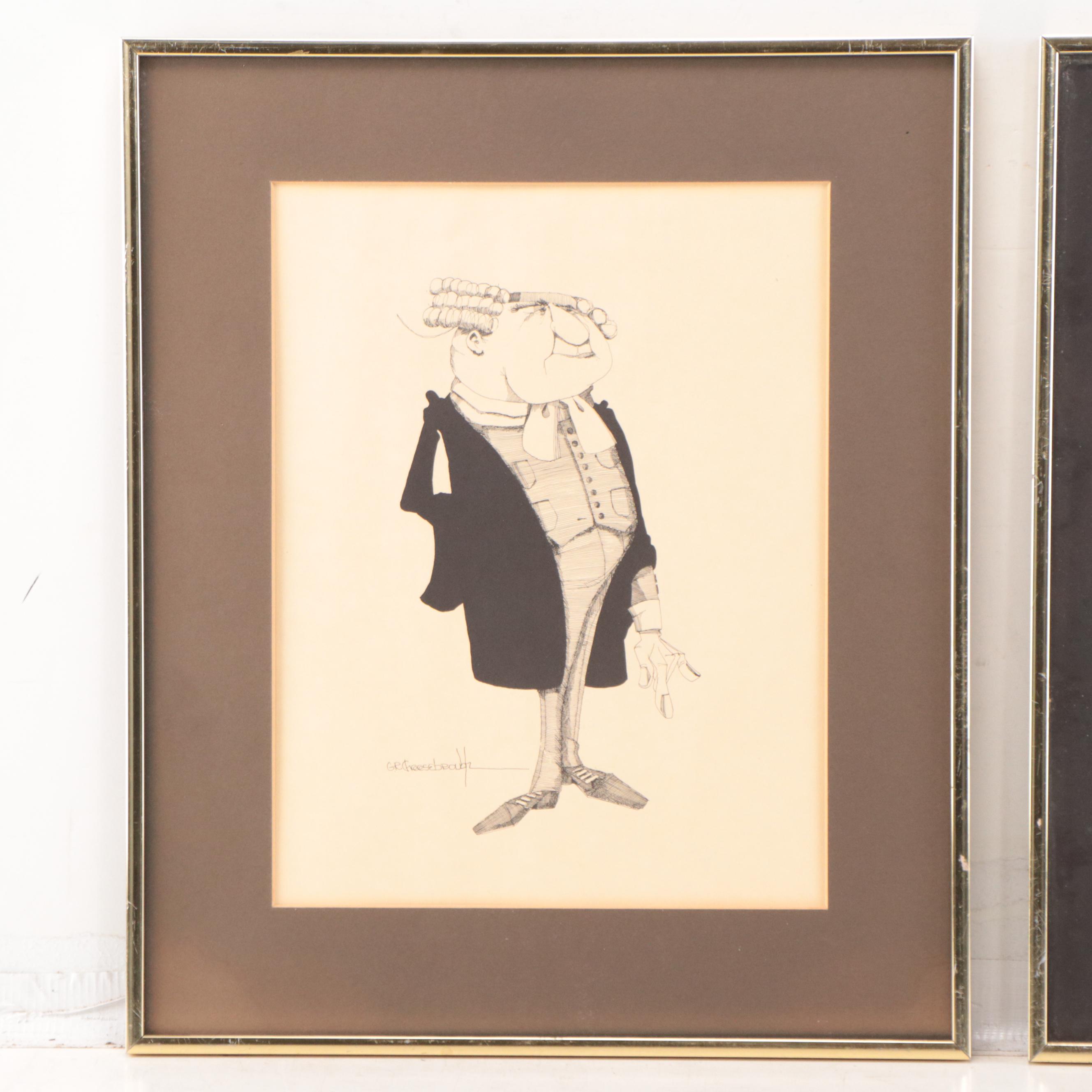 Lithographs After G.R. Cheesebrough of Barristers, Mid-20th Century