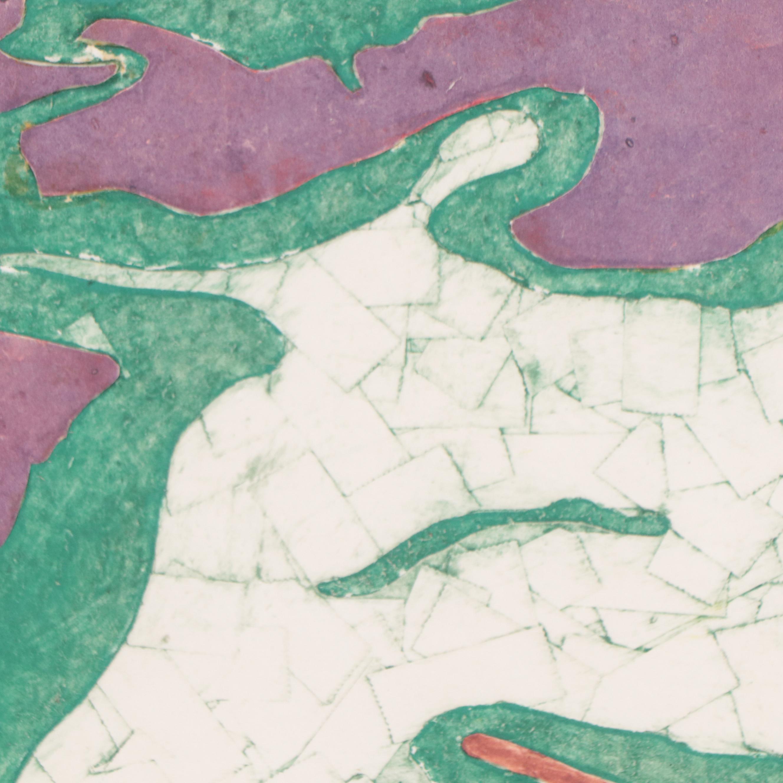 Laura Baron Abstract Mixed Media Print, Late 20th Century