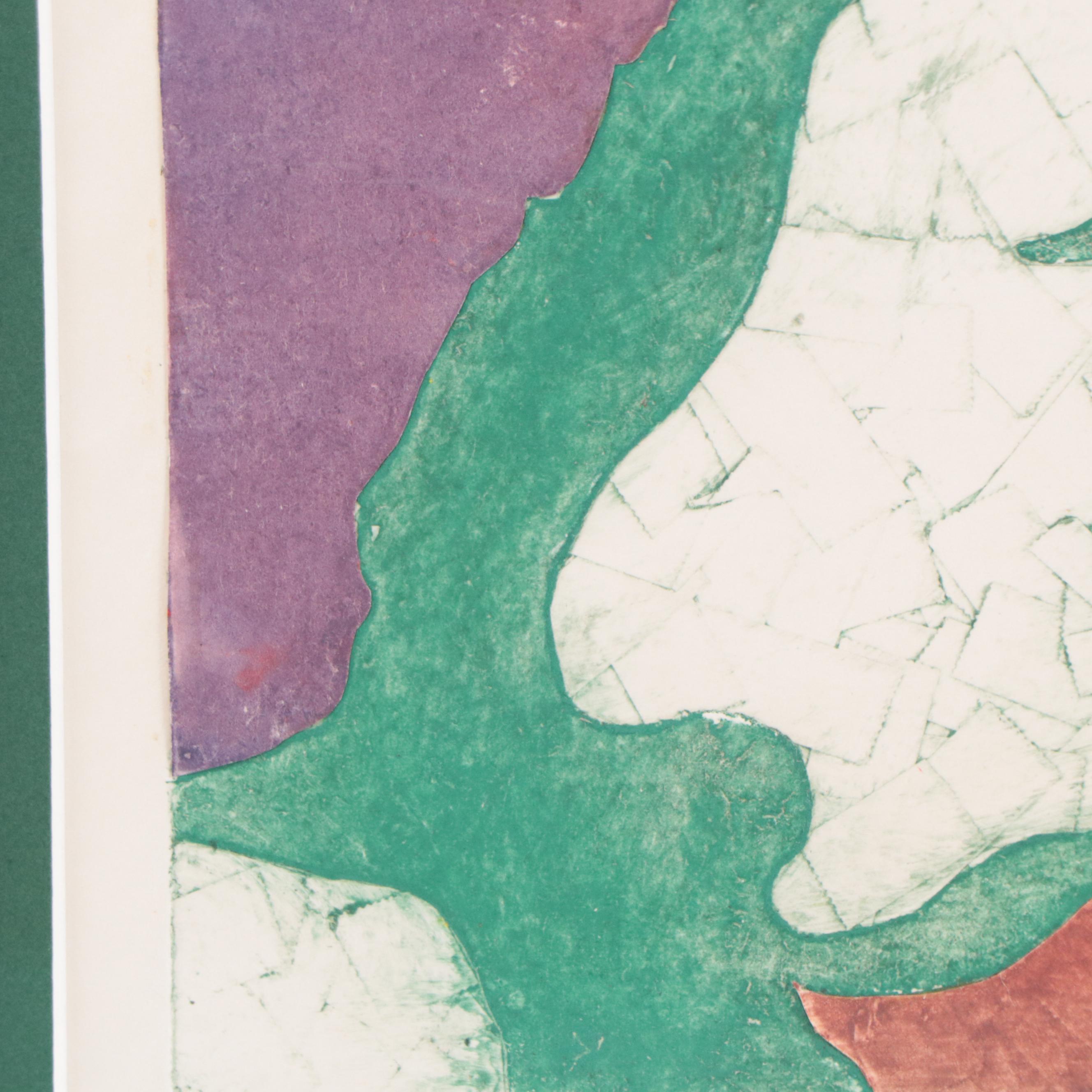 Laura Baron Abstract Mixed Media Print, Late 20th Century