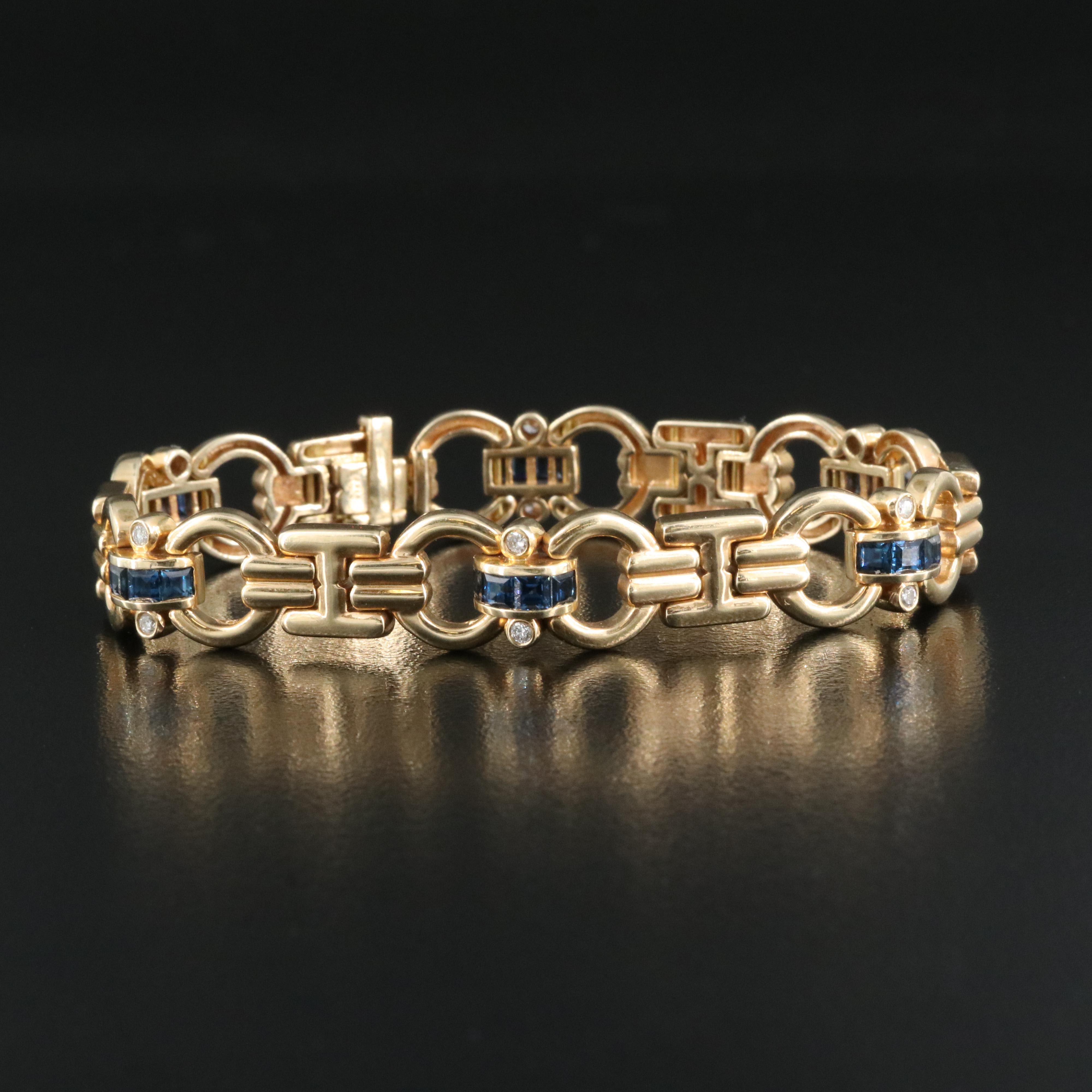 14K Sapphire and Diamond Bracelet
