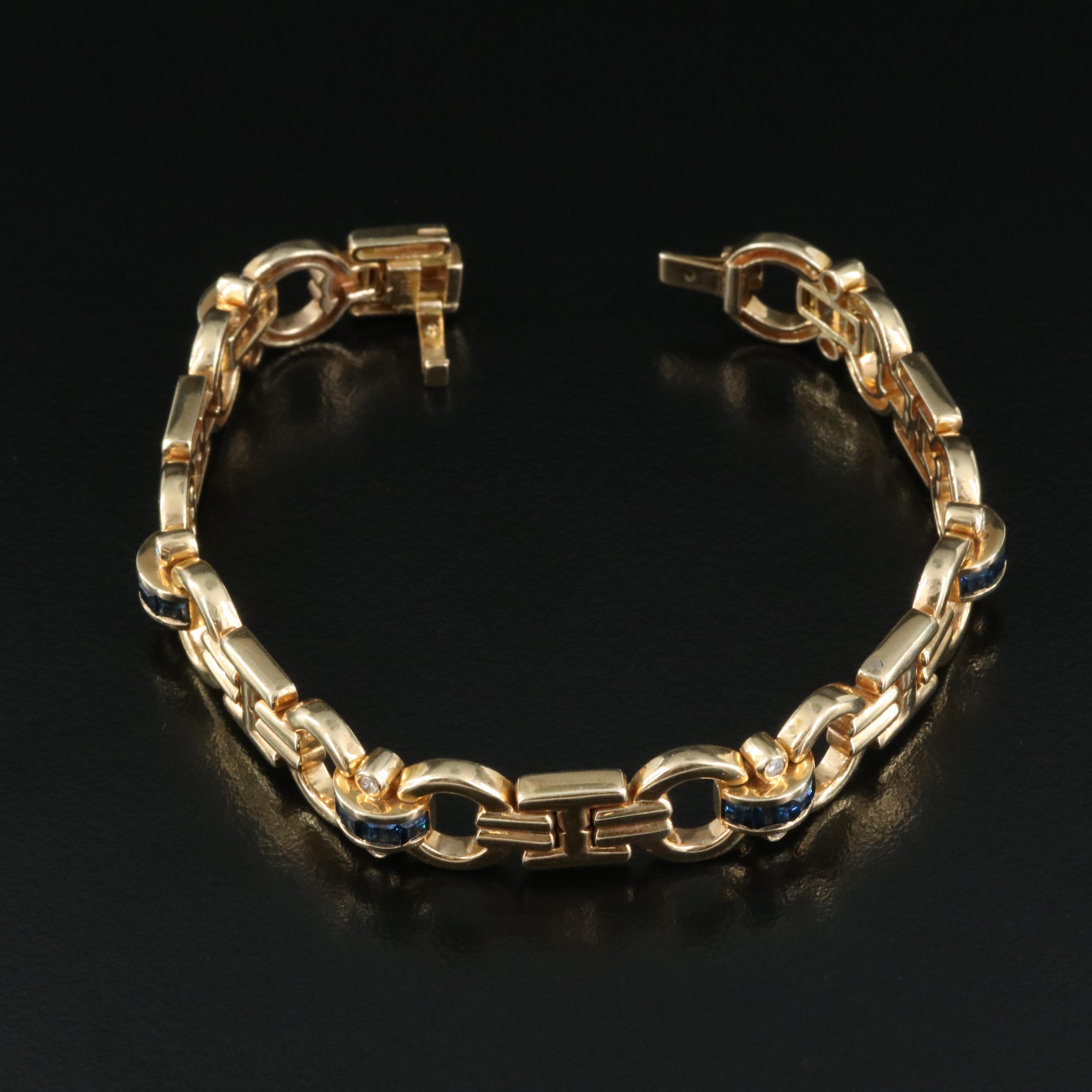 14K Sapphire and Diamond Bracelet