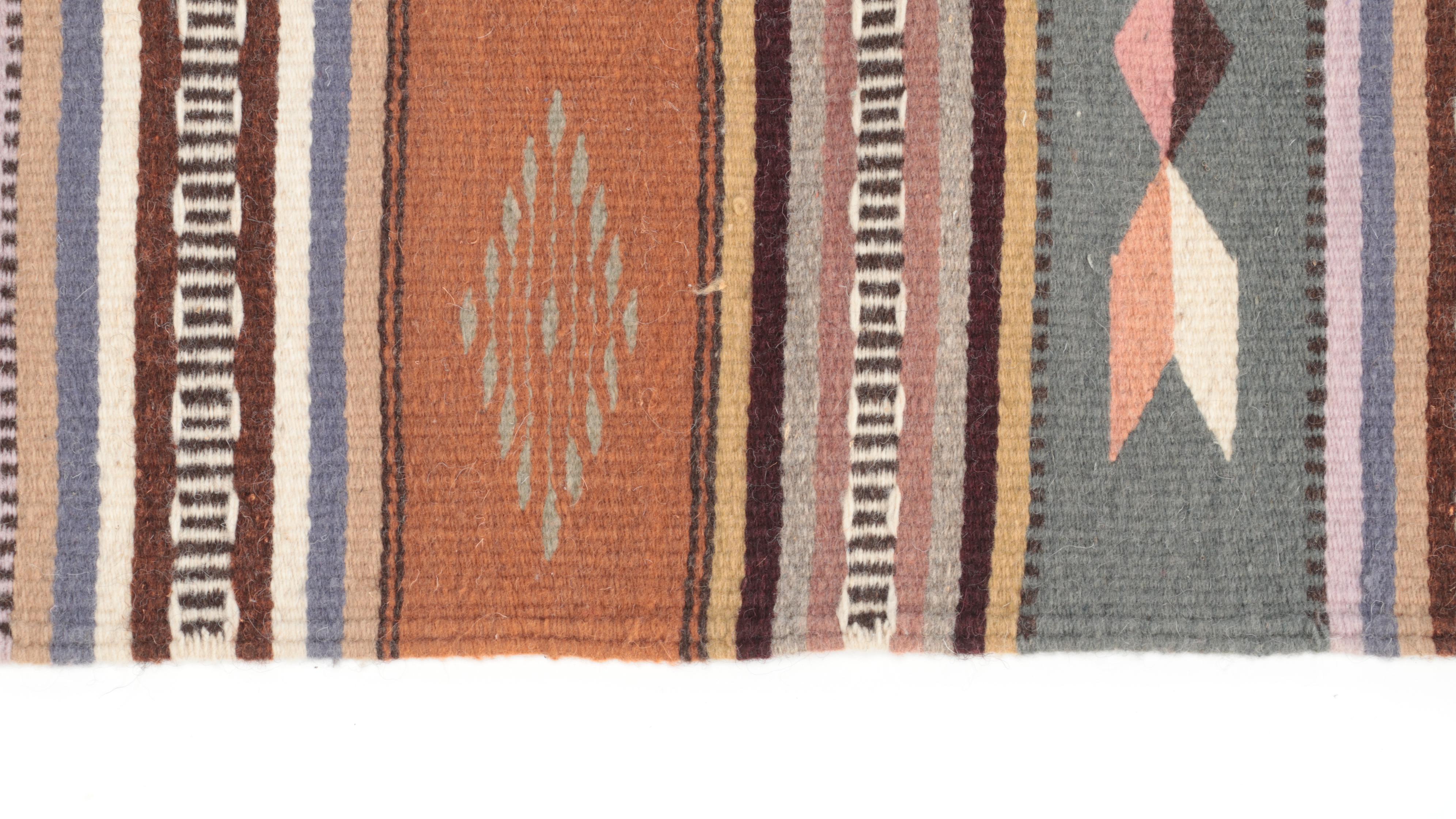 2'4 x 6'10 Handmade Woven Chimayo Style Carpet Runner