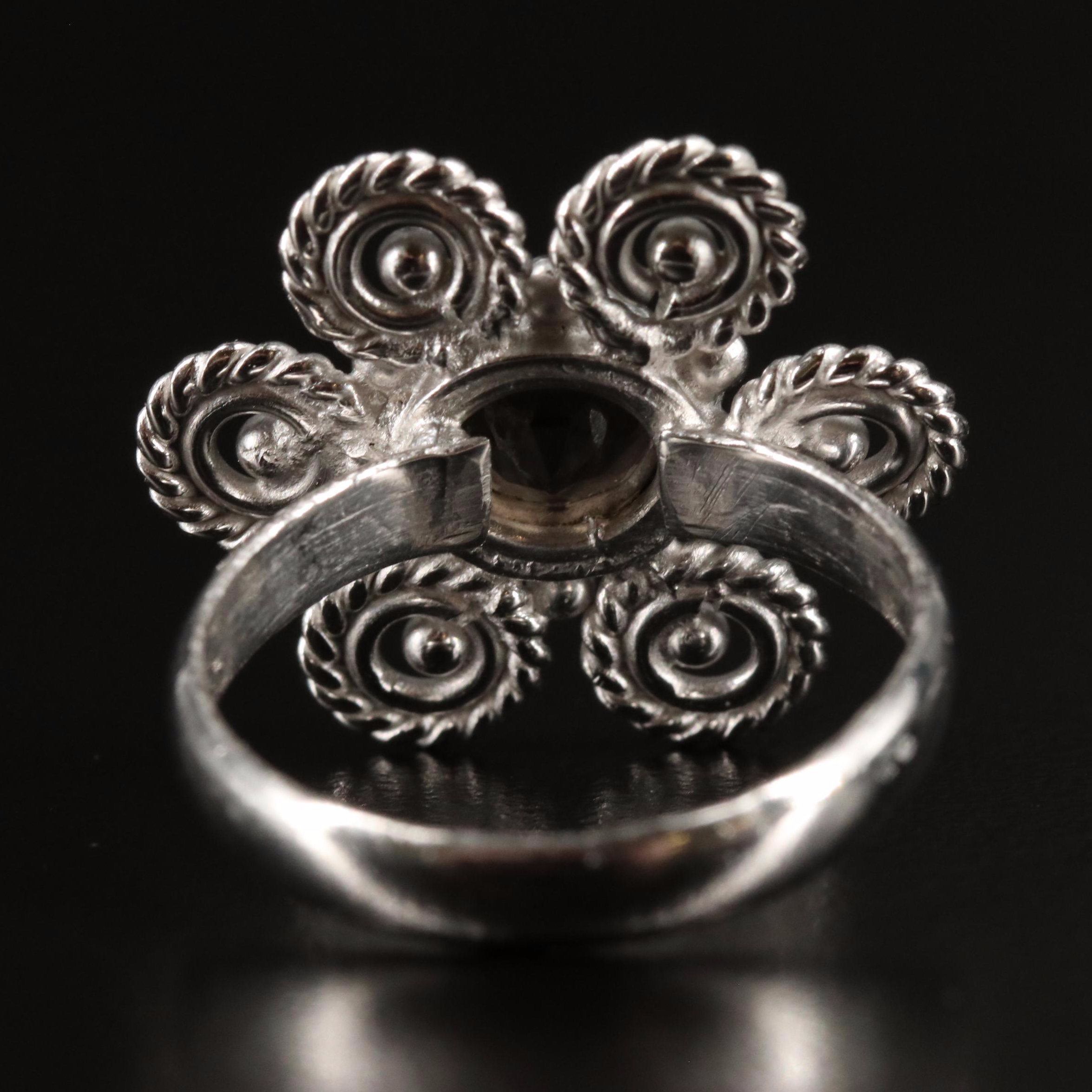 Smoky Quartz Flower Ring