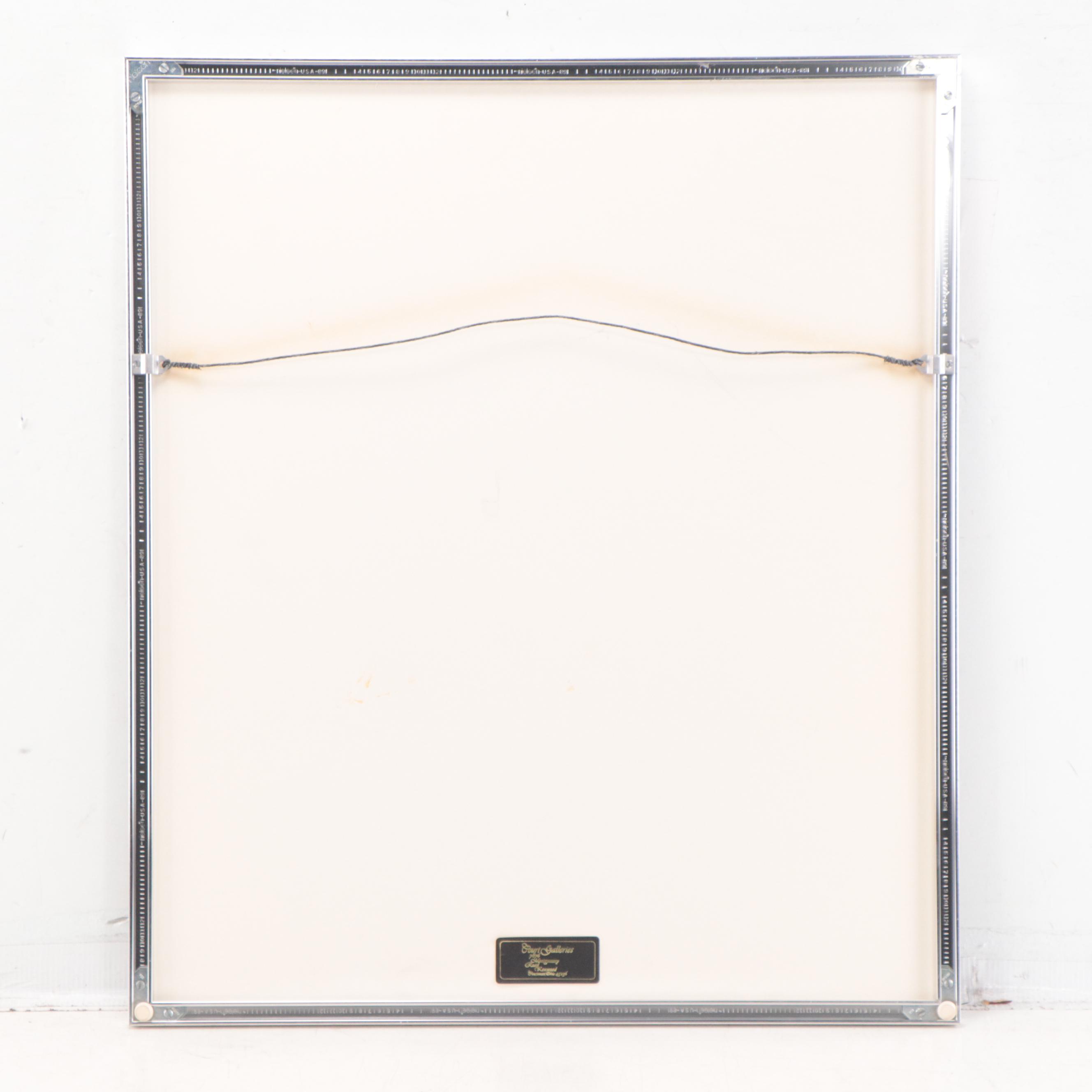 Louis Spiegel Linoleum Cut of Cincinnati Fountain Square, Circa 1960