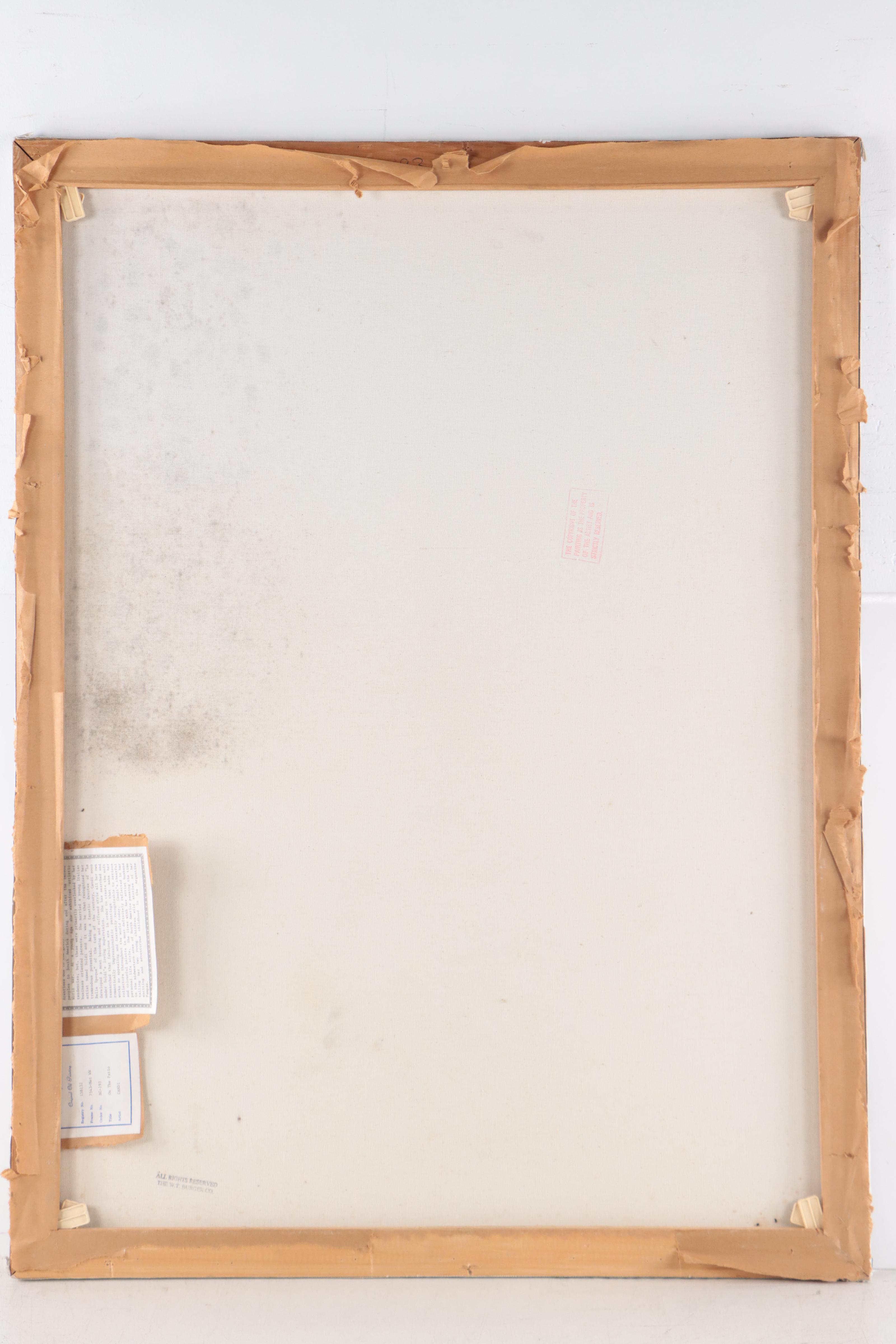 Candi Oil Painting of Patio Scene With Figure