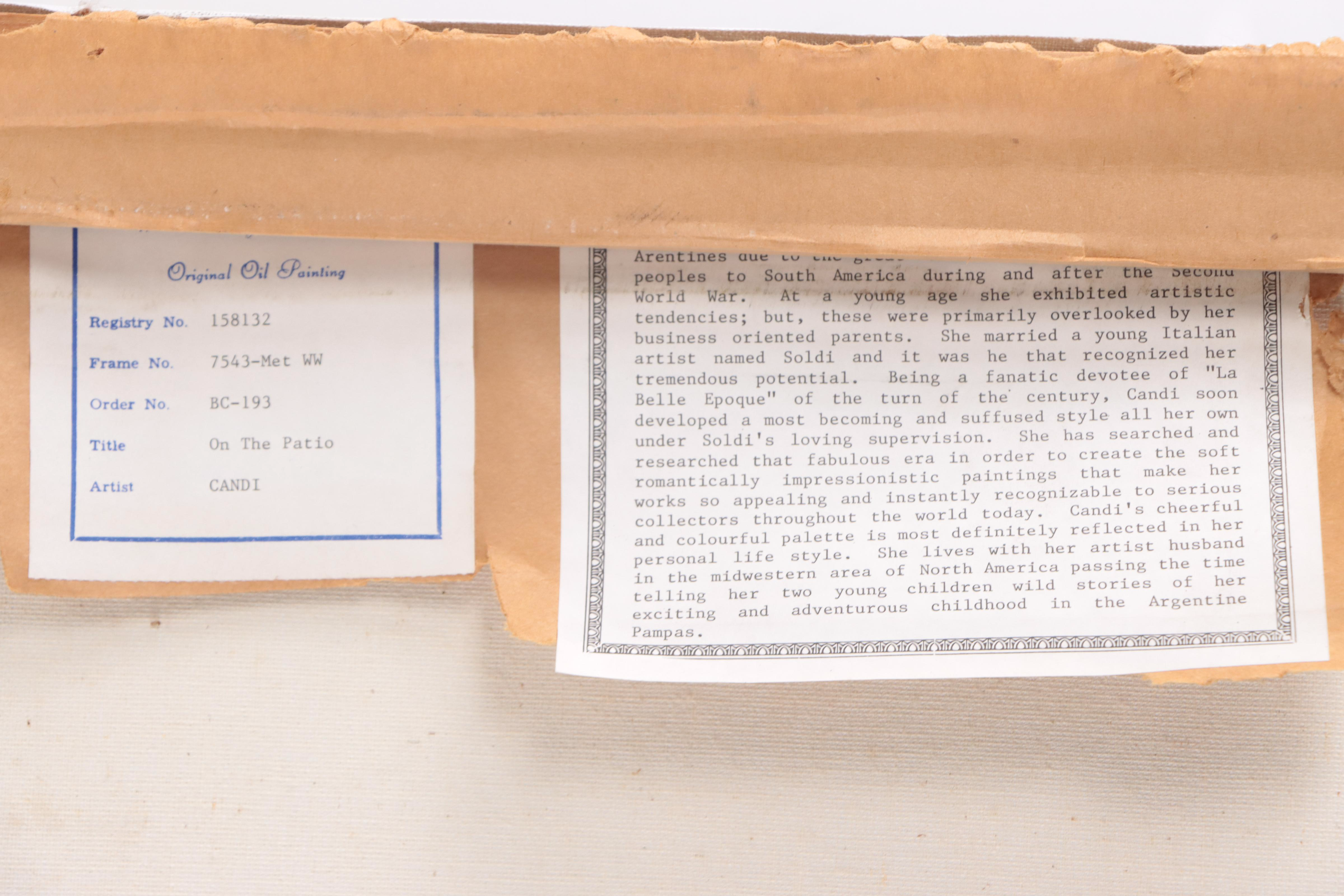 Candi Oil Painting of Patio Scene With Figure