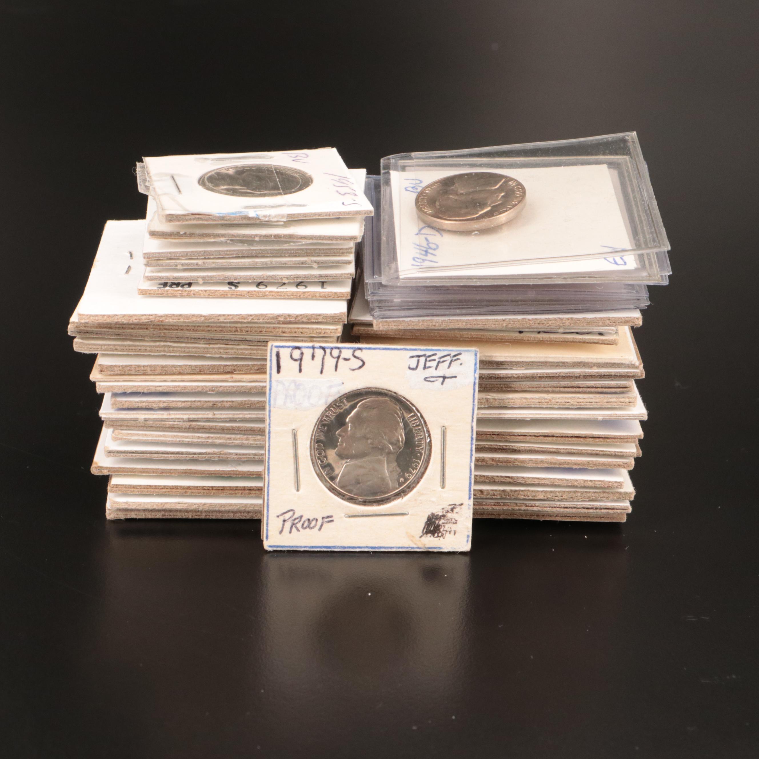 Forty-Four Jefferson Nickels, Proof, Silver, Error