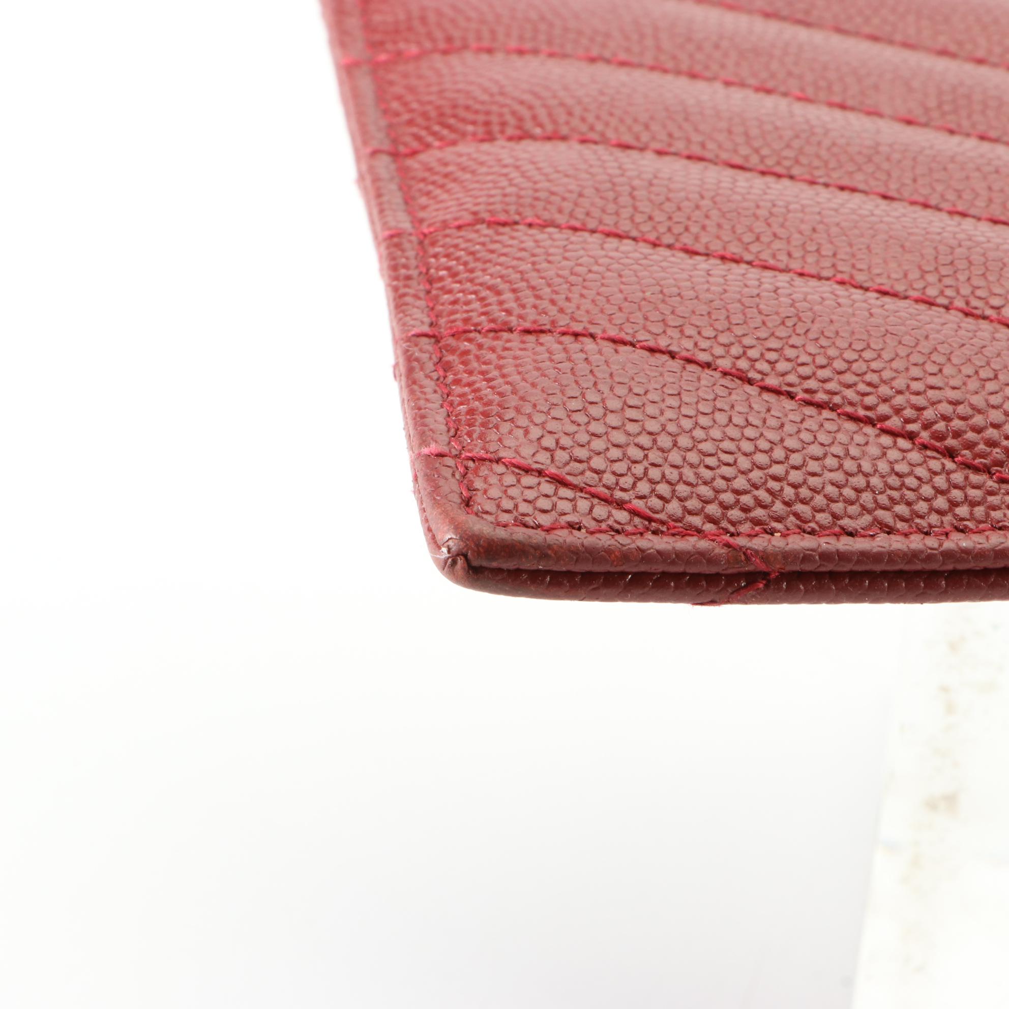 Yves Saint Laurent Classic Monogram Zip Bill Pouch in Chevron Matelassé Leather