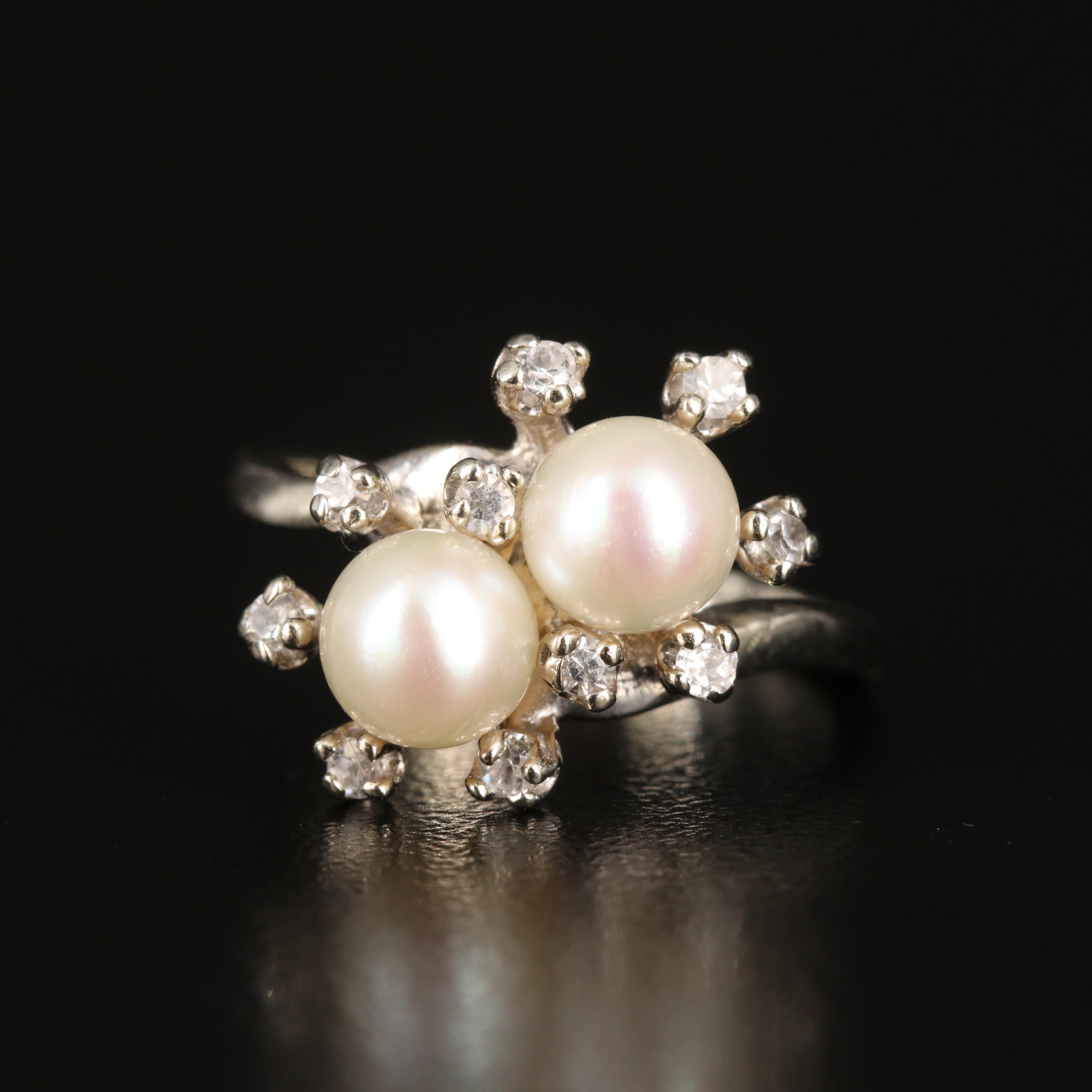 14K Pearl and Topaz Cluster Ring