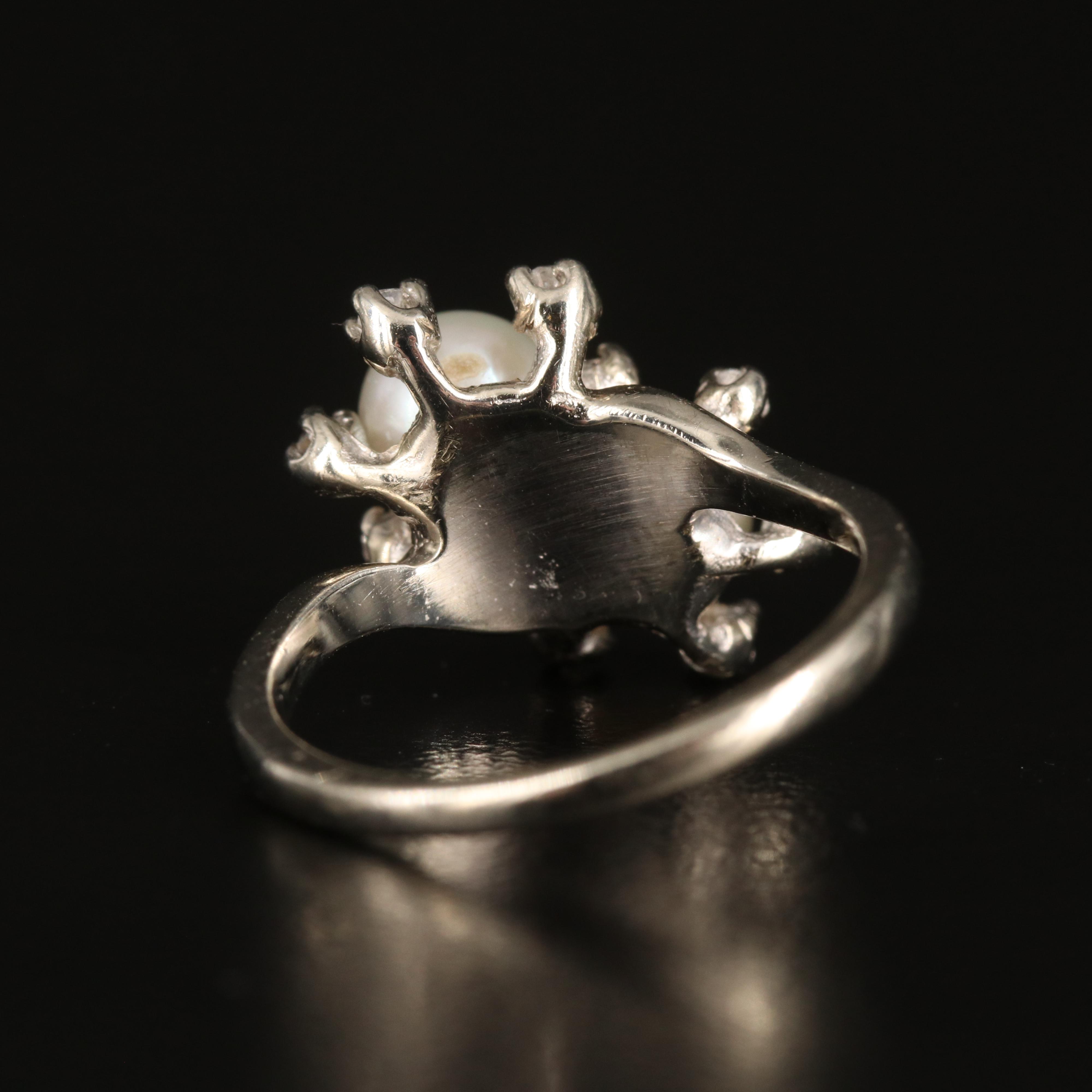 14K Pearl and Topaz Cluster Ring