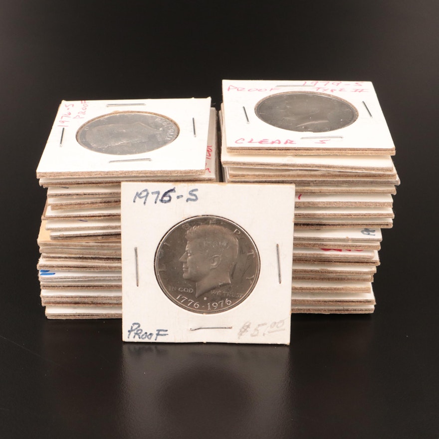 Thirty-Five Kennedy Proof Half Dollars, Including Silver
