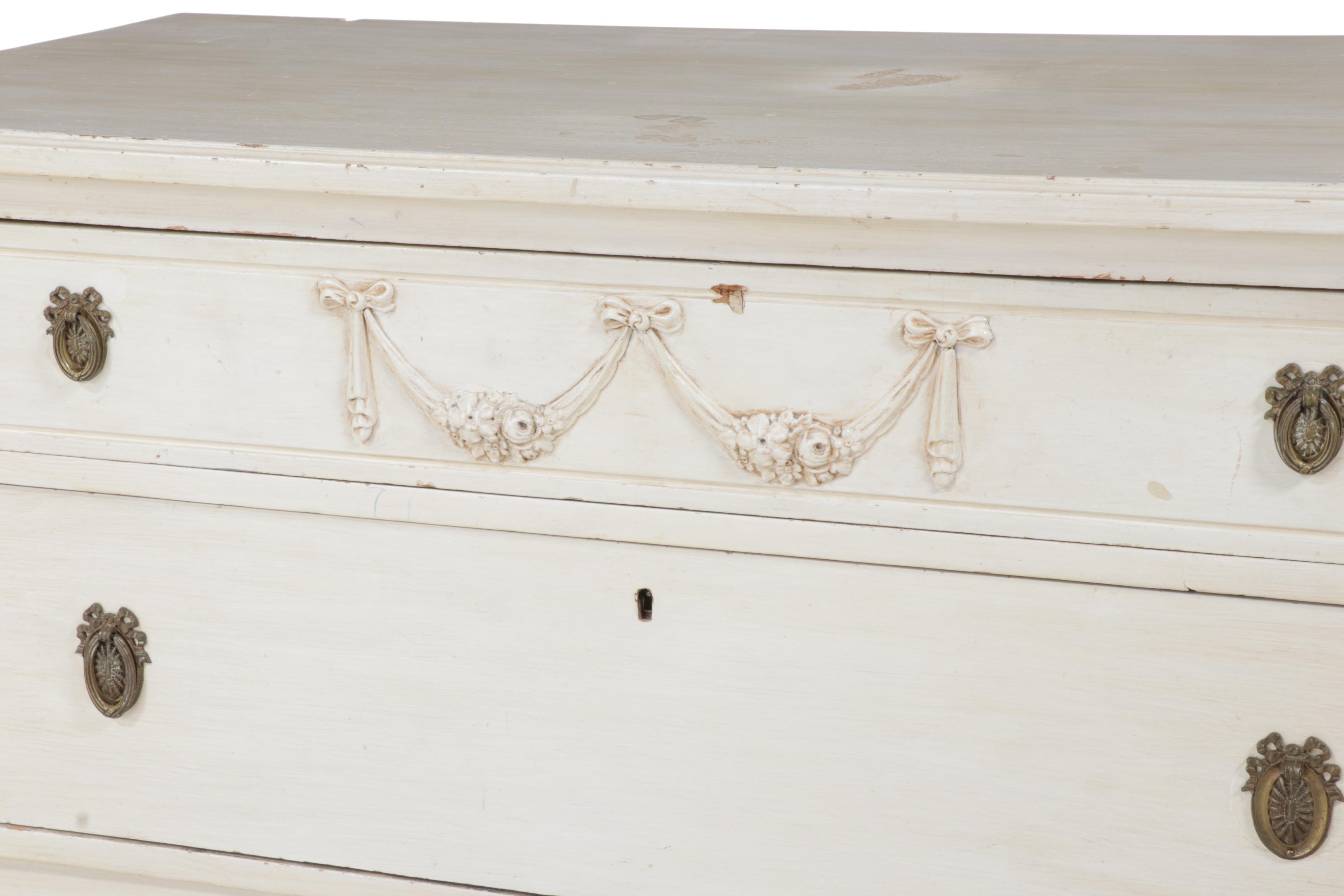 Louis XVI Style White-Painted Three-Drawer Chest, Early 20th Century