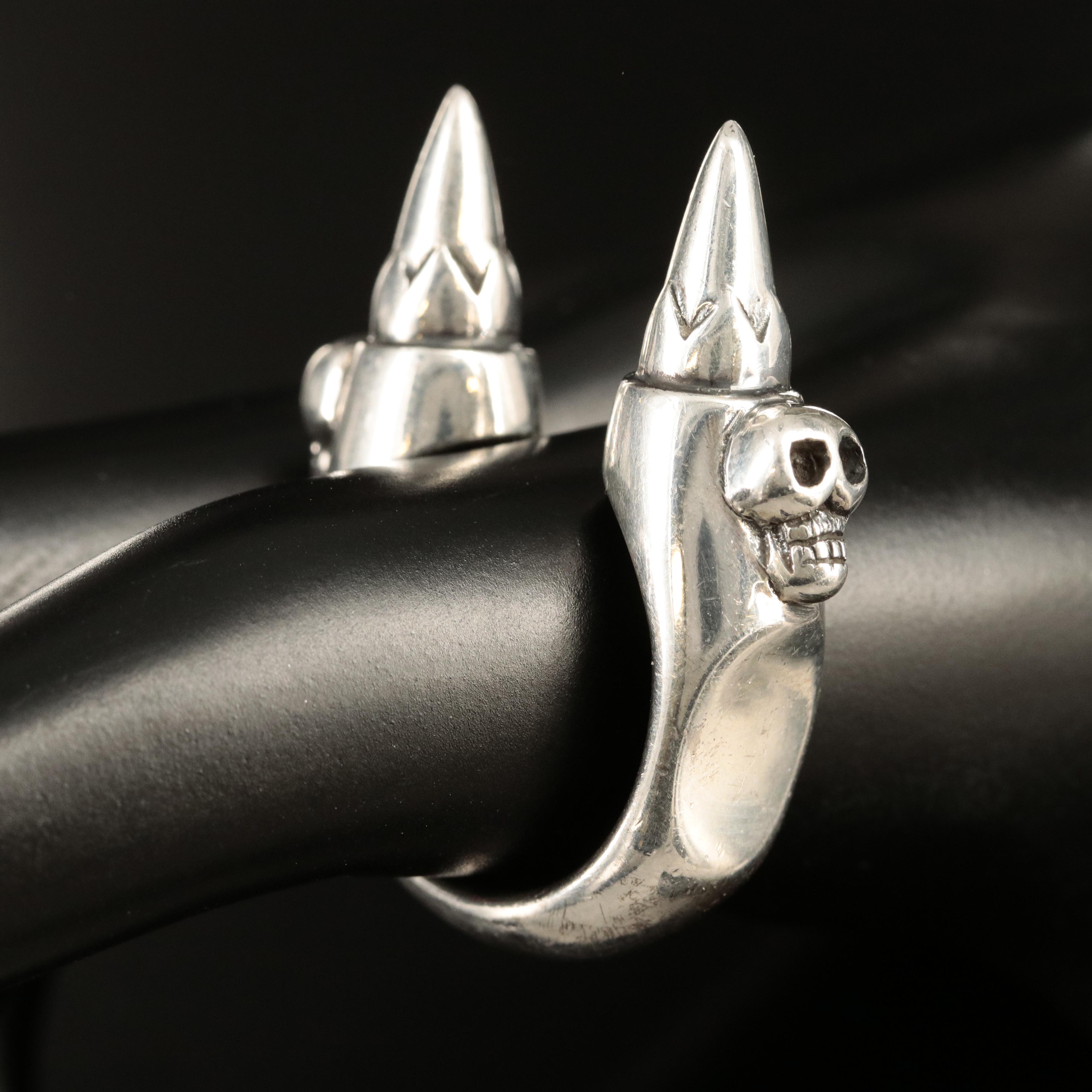 Sterling Skull and Spike Open Shank Ring