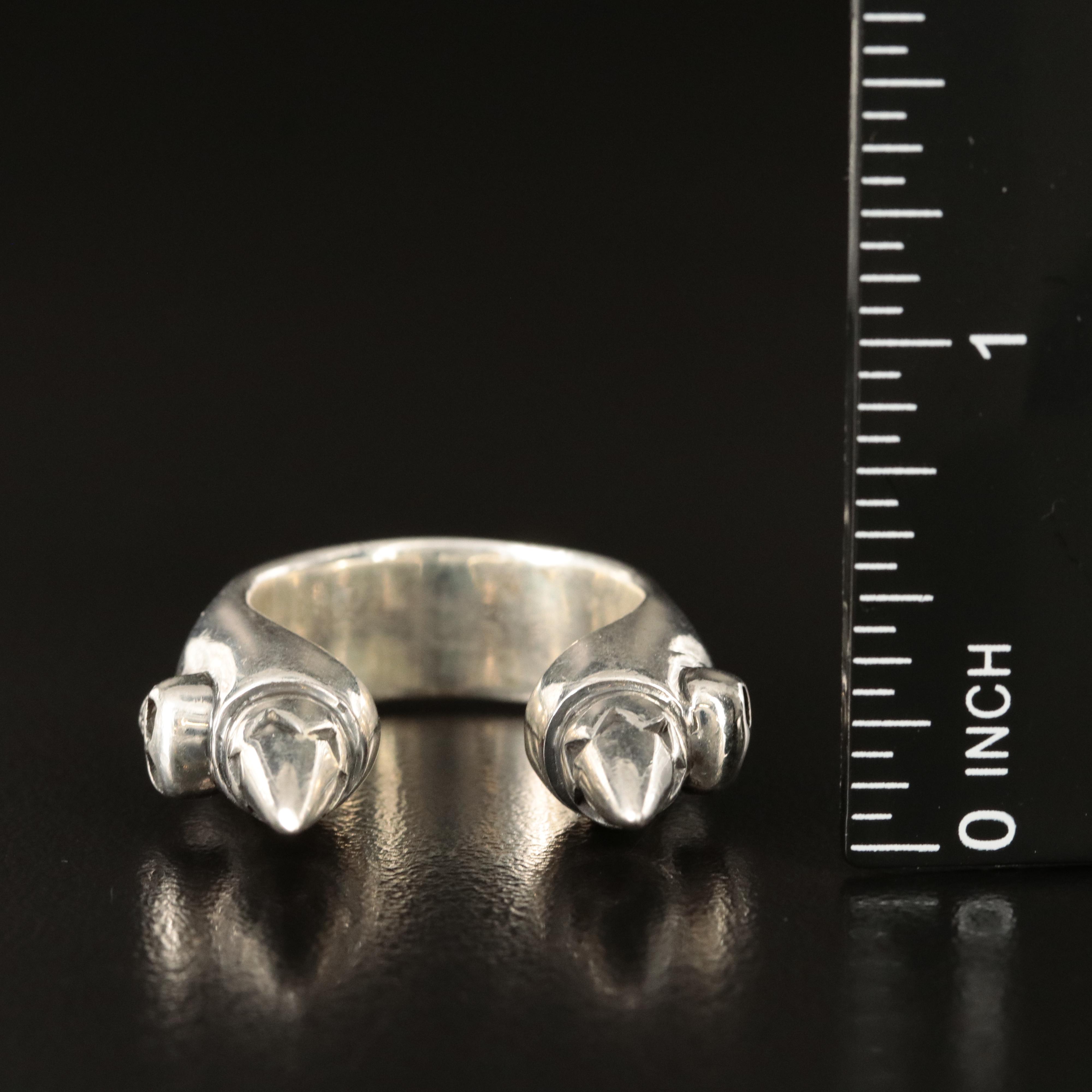 Sterling Skull and Spike Open Shank Ring