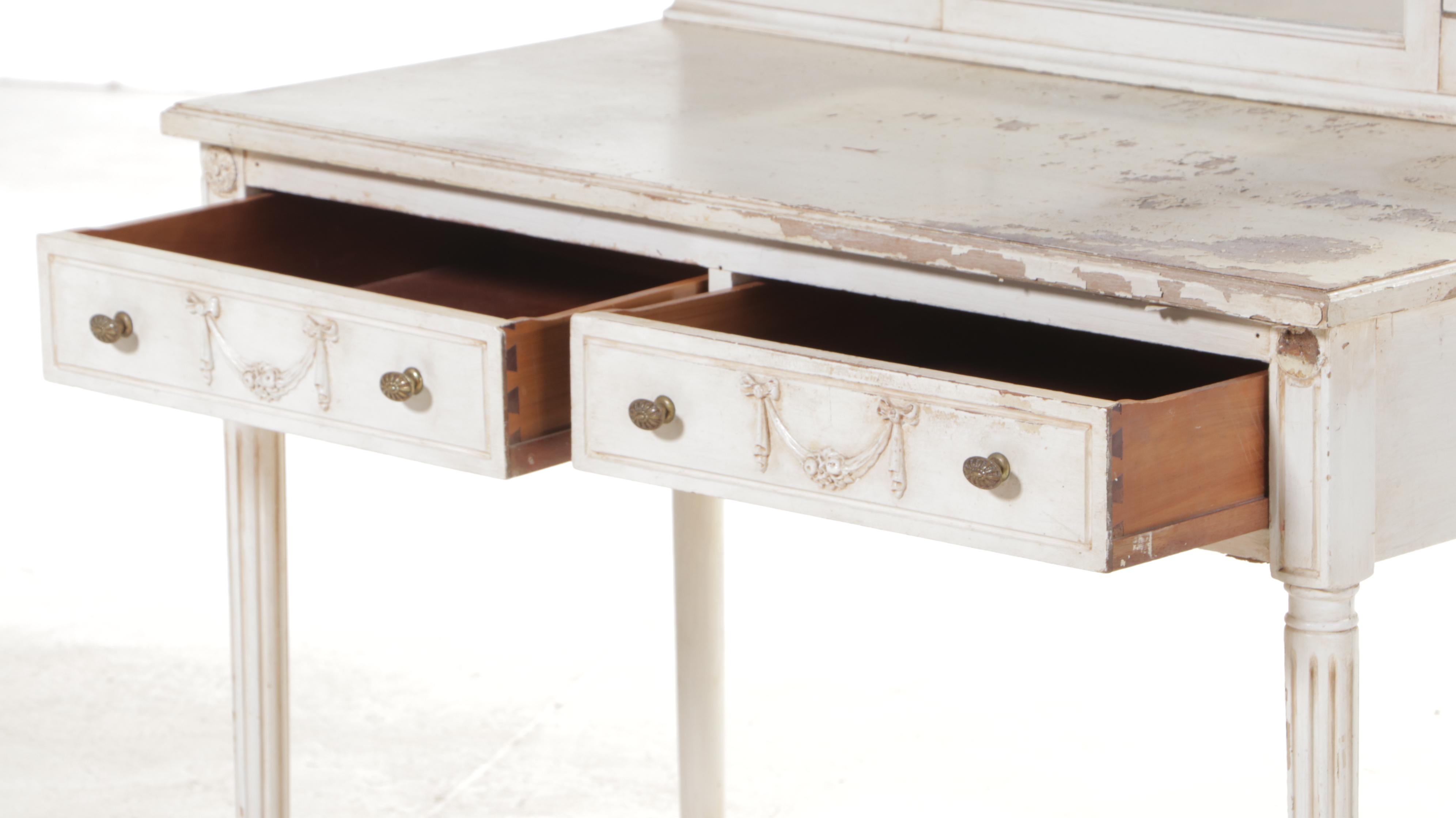 Louis XVI Style White-Painted Vanity Table, Early 20th Century