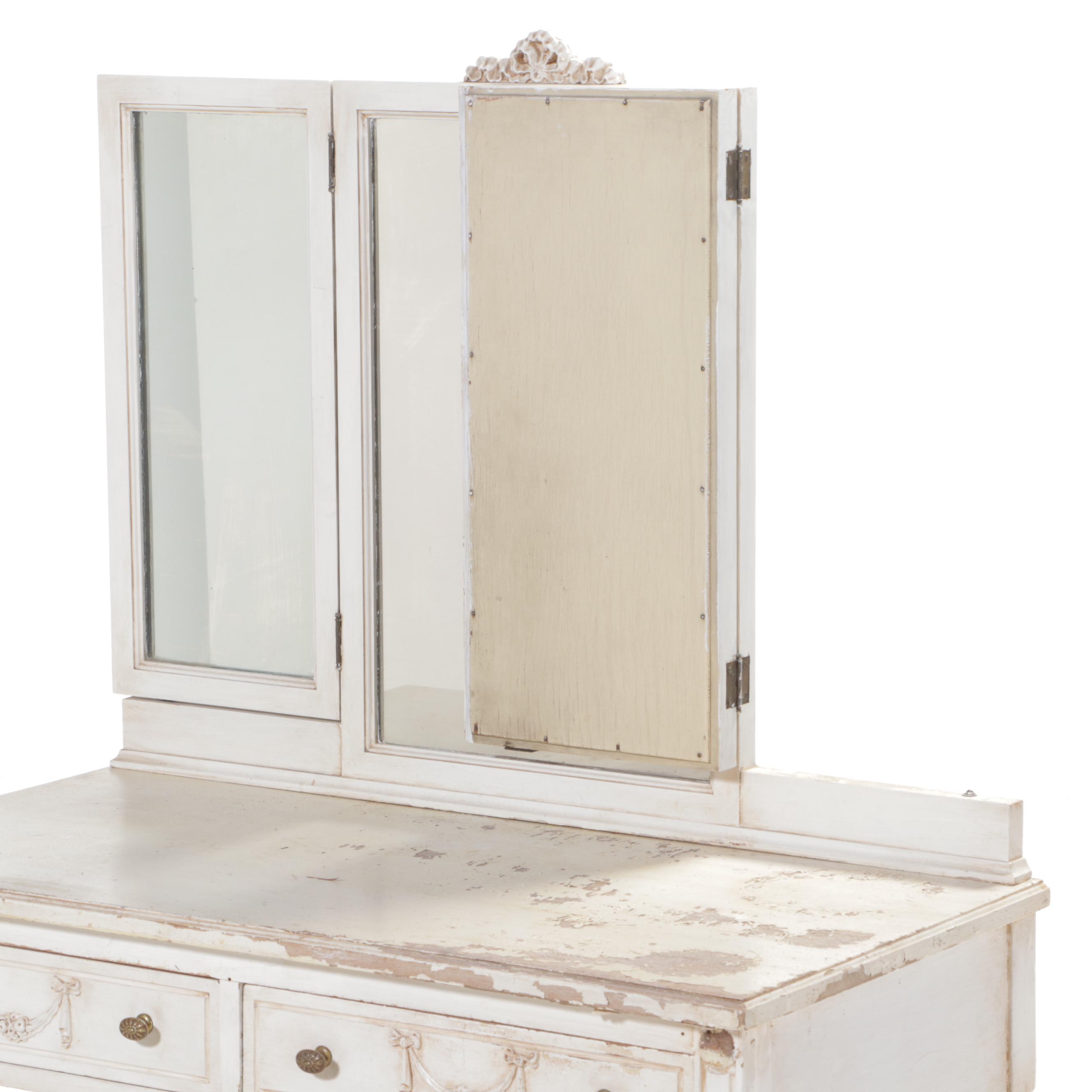 Louis XVI Style White-Painted Vanity Table, Early 20th Century