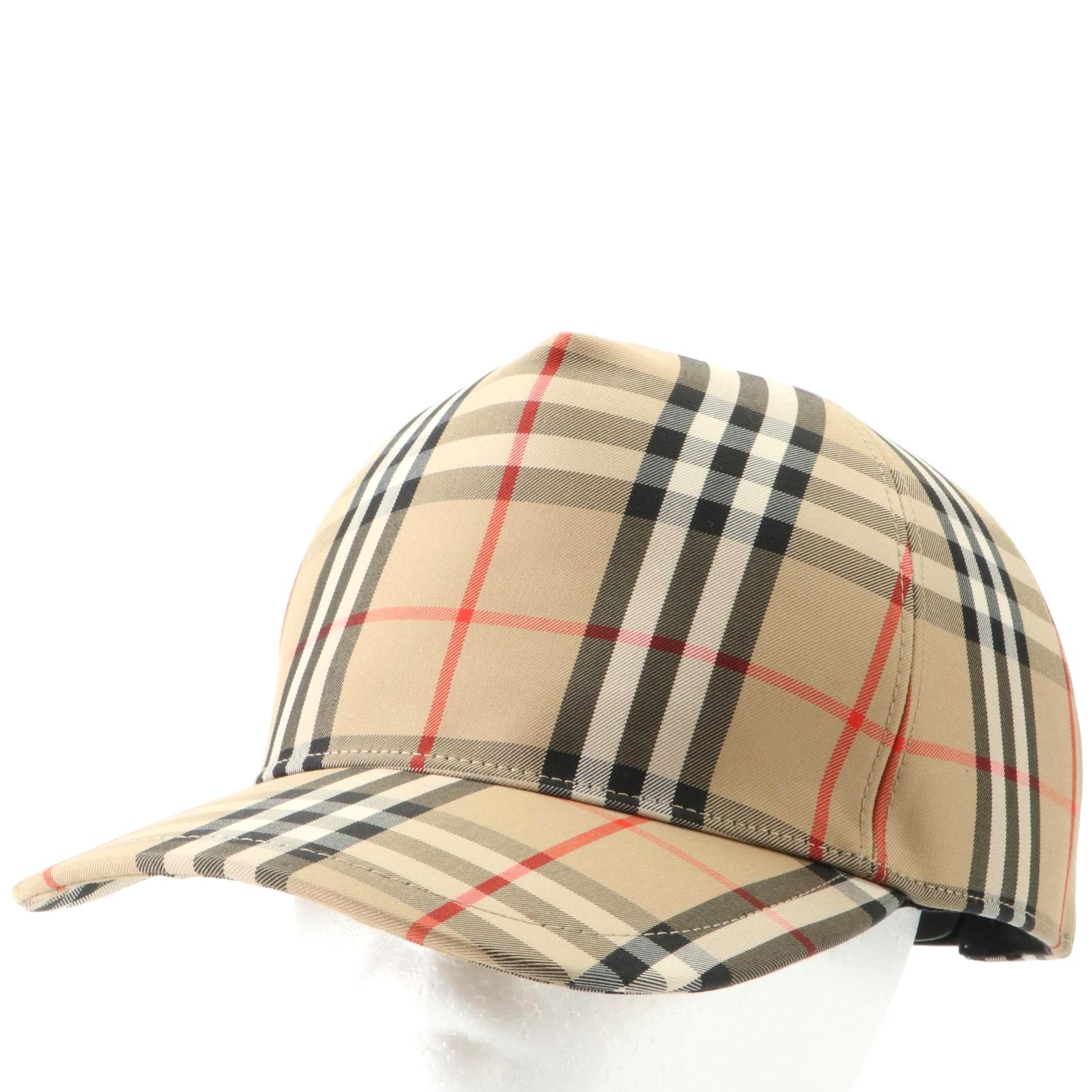Burberry Baseball Cap in Nova Check Gabardine with Black Leather Trim