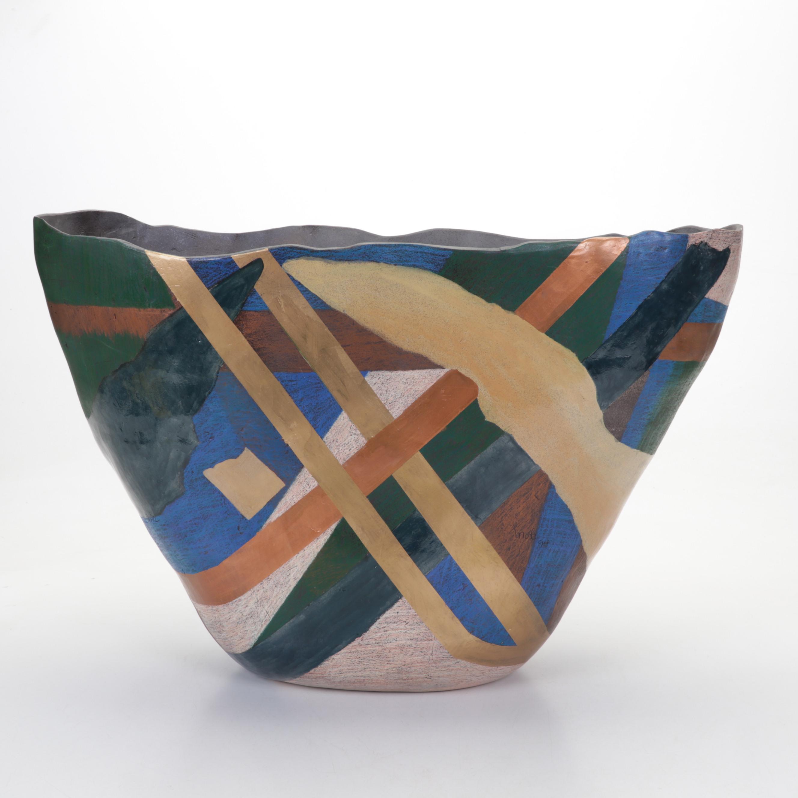 Artist Signed Hand-Painted Vase, Late 20th Century