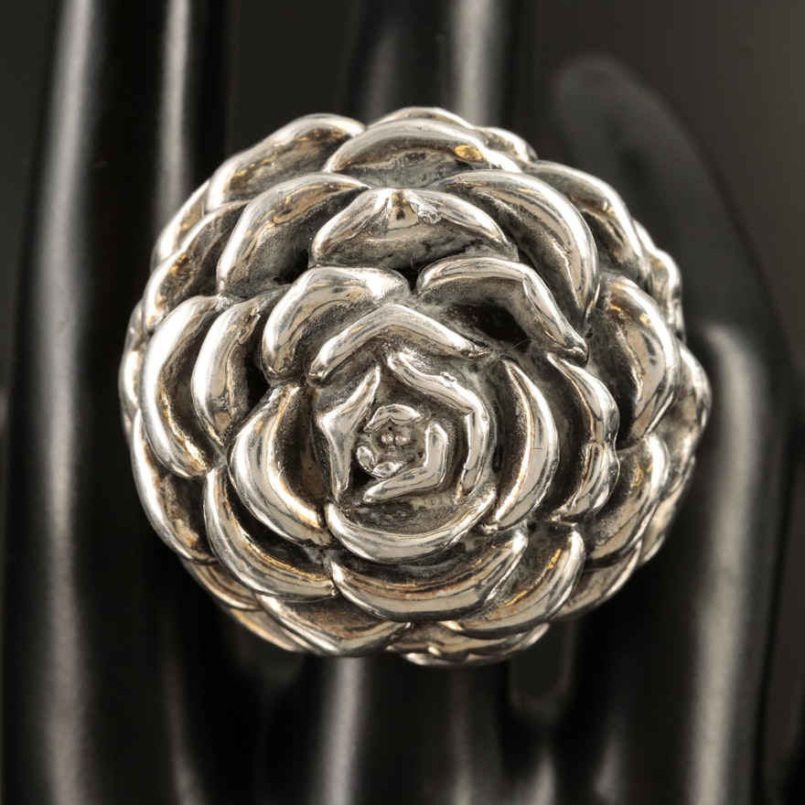 Sterling Rose Flower Ring