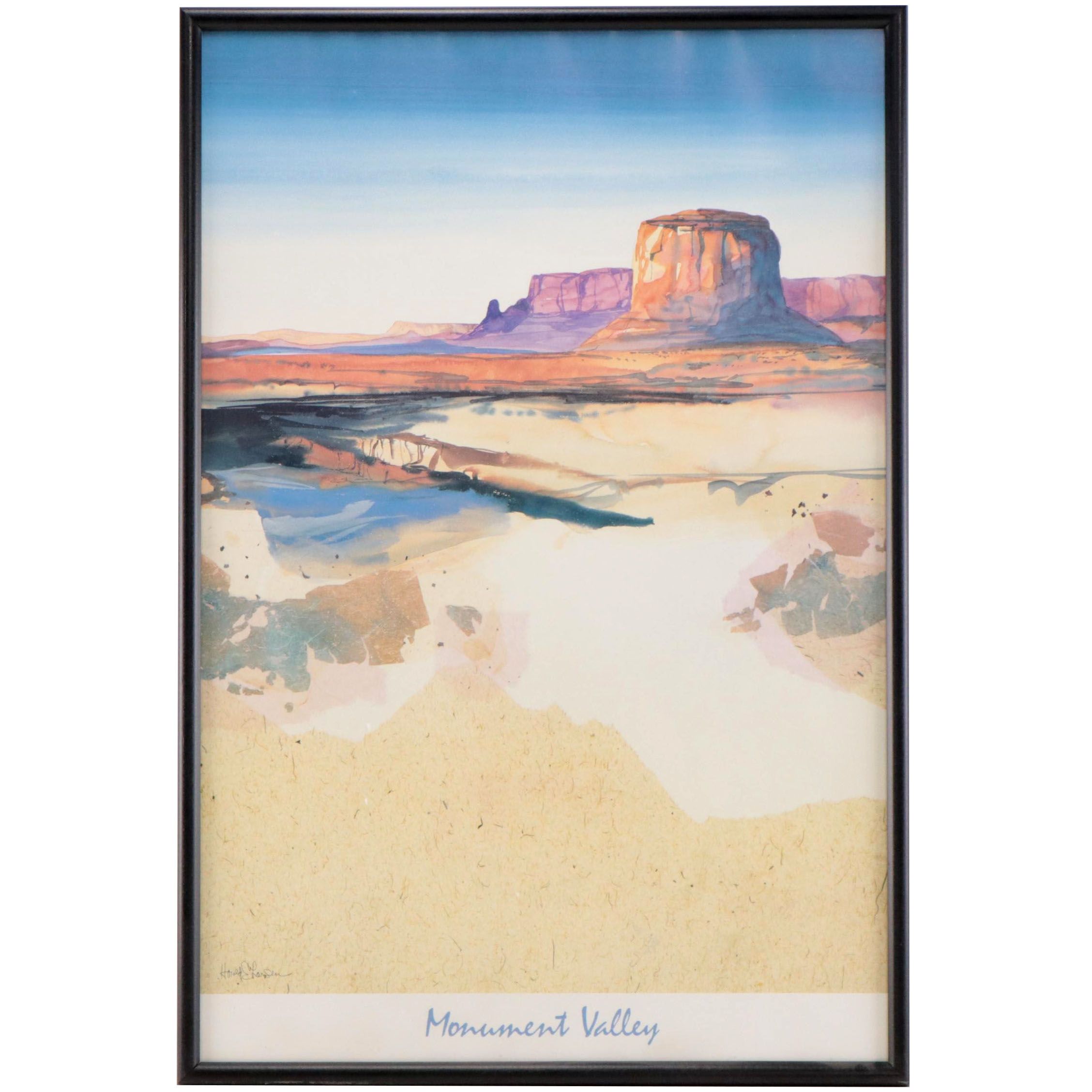 Harold E. Larsen Southwestern Landscape Offset Lithograph "Monument Valley,"