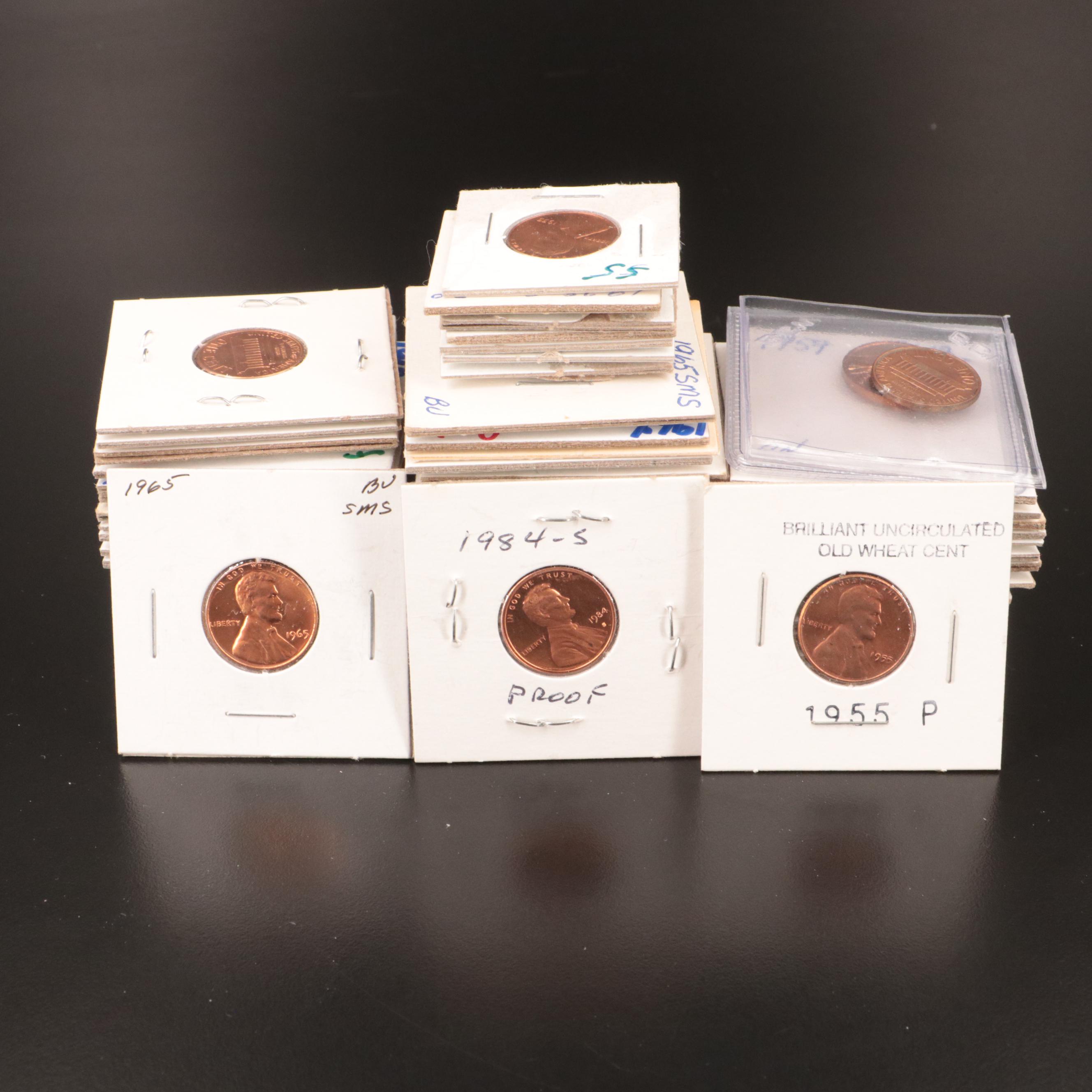 Seventy-Three Lincoln Cents, Wheat, Memorial, Proofs