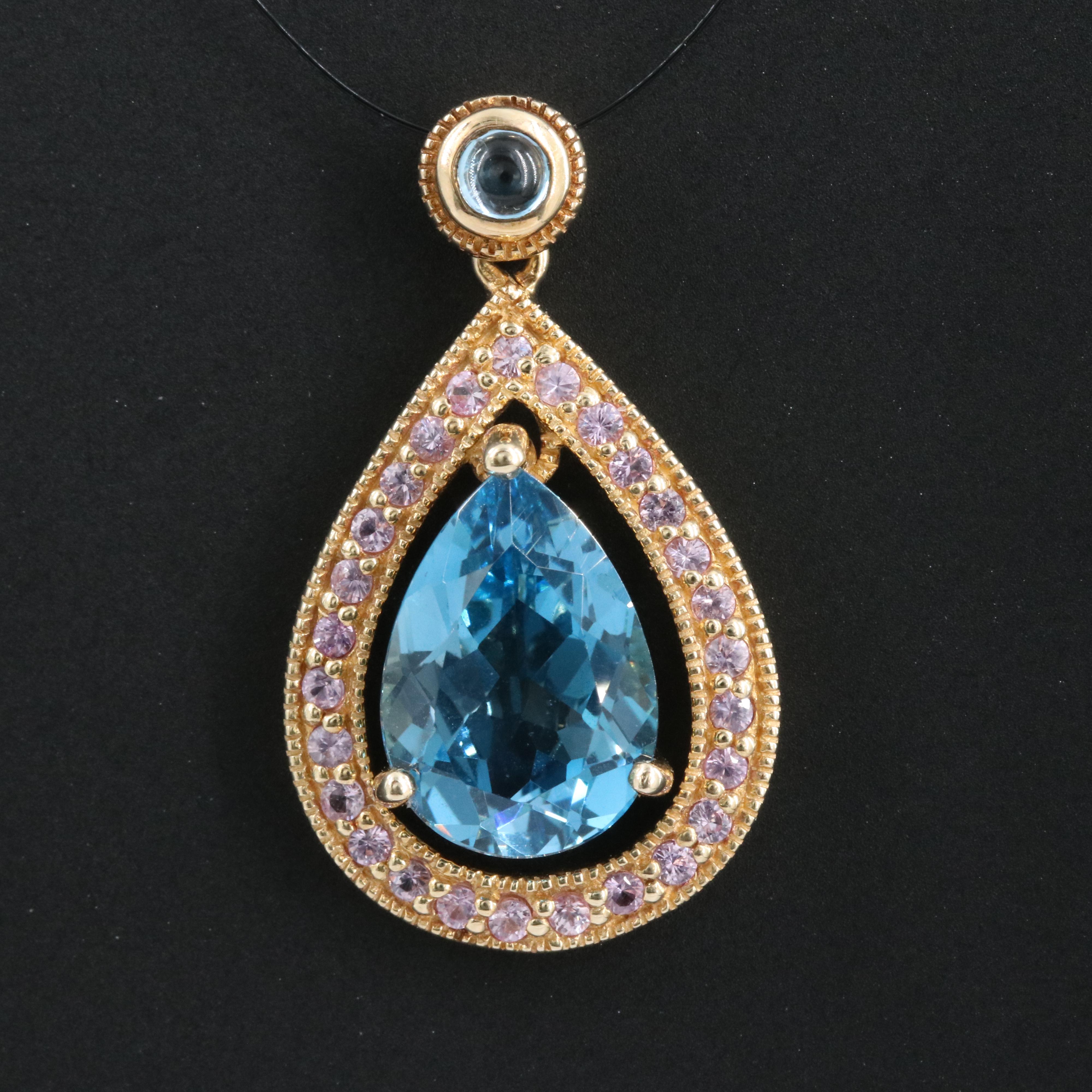 10K Topaz and Sapphire Pendant