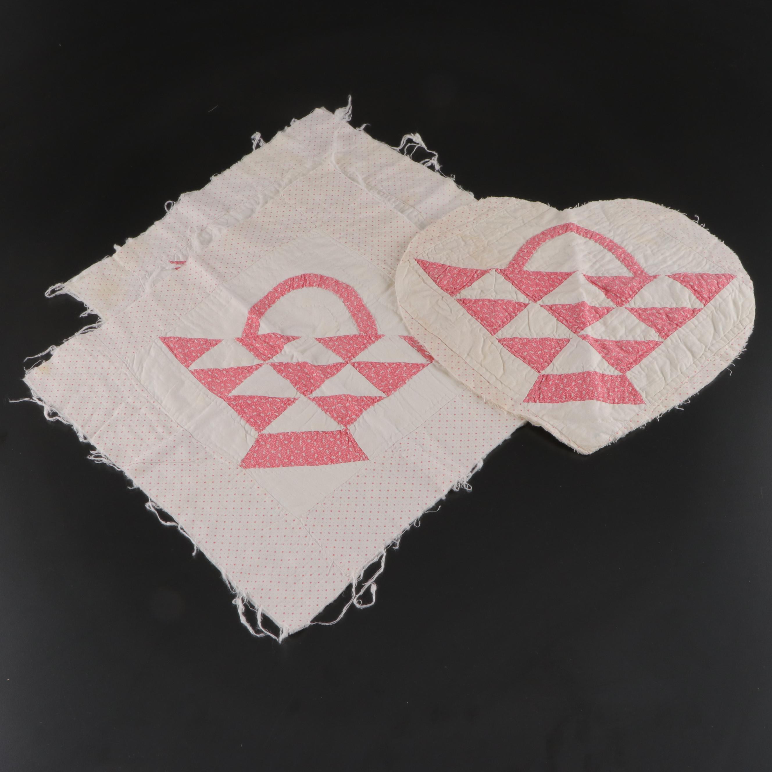 Embroidered and Crocheted Pillowcases With Handkerchiefs and Quilt Pieces