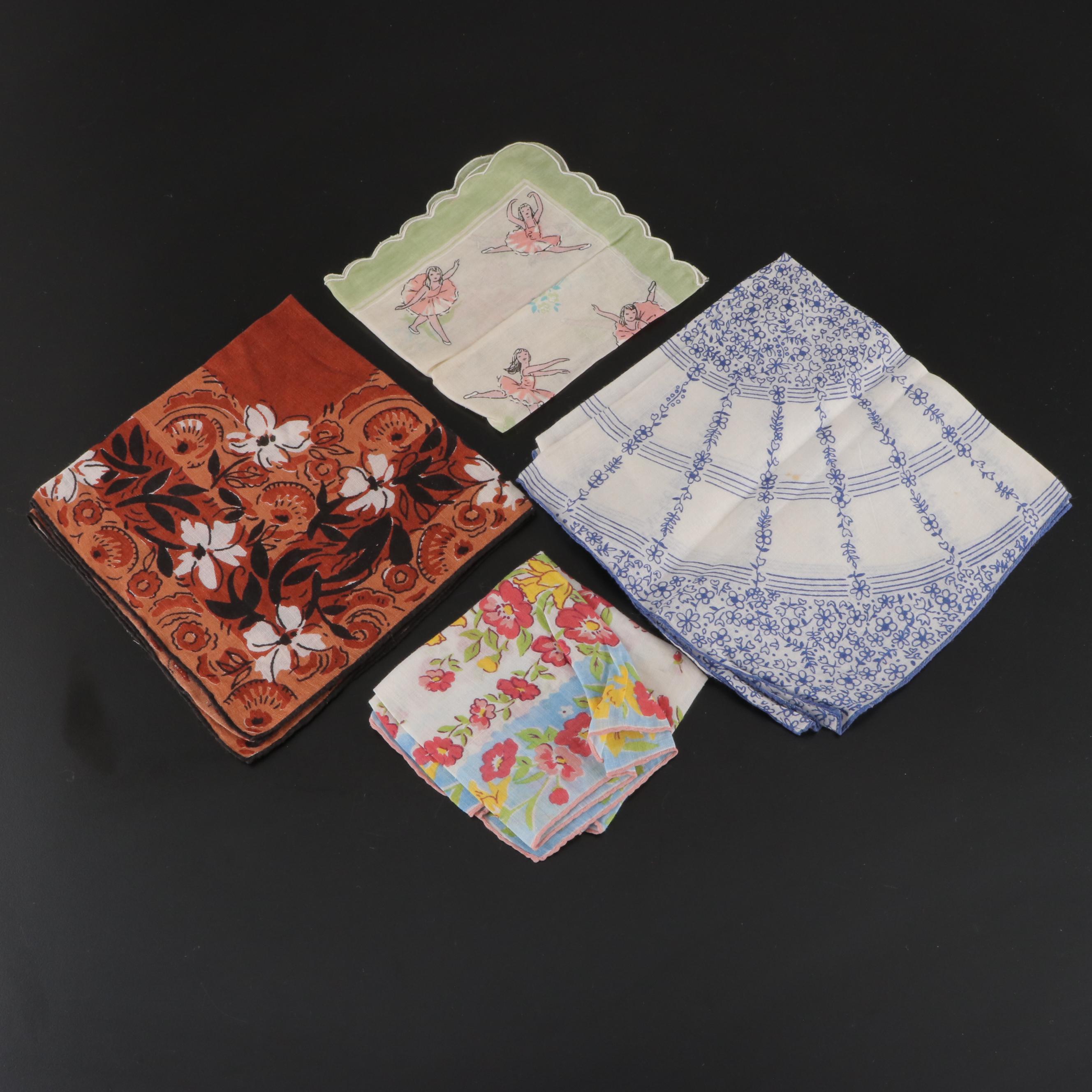 Embroidered and Crocheted Pillowcases With Handkerchiefs and Quilt Pieces