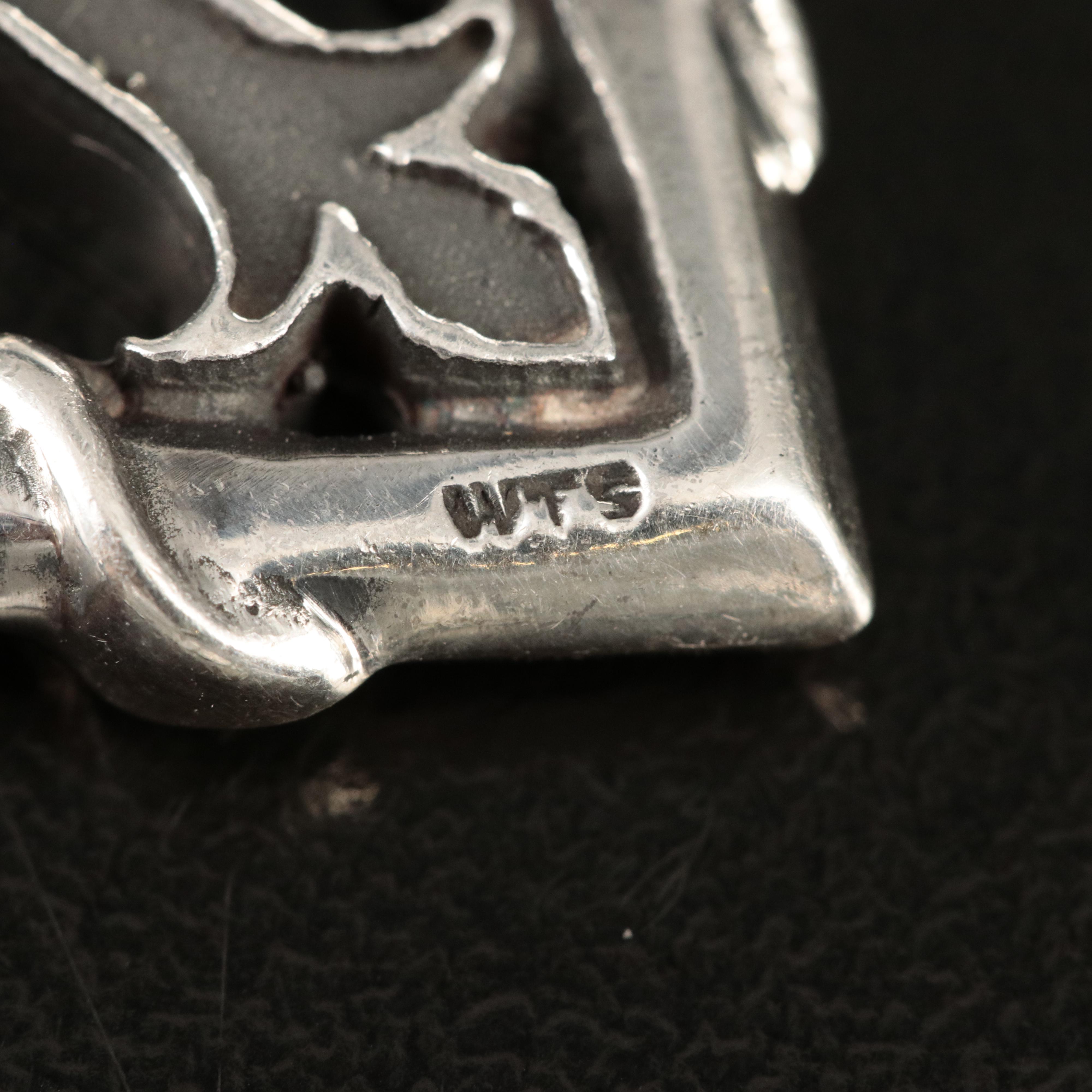 Sterling Fleur de Lis Cross and Shield Pendant