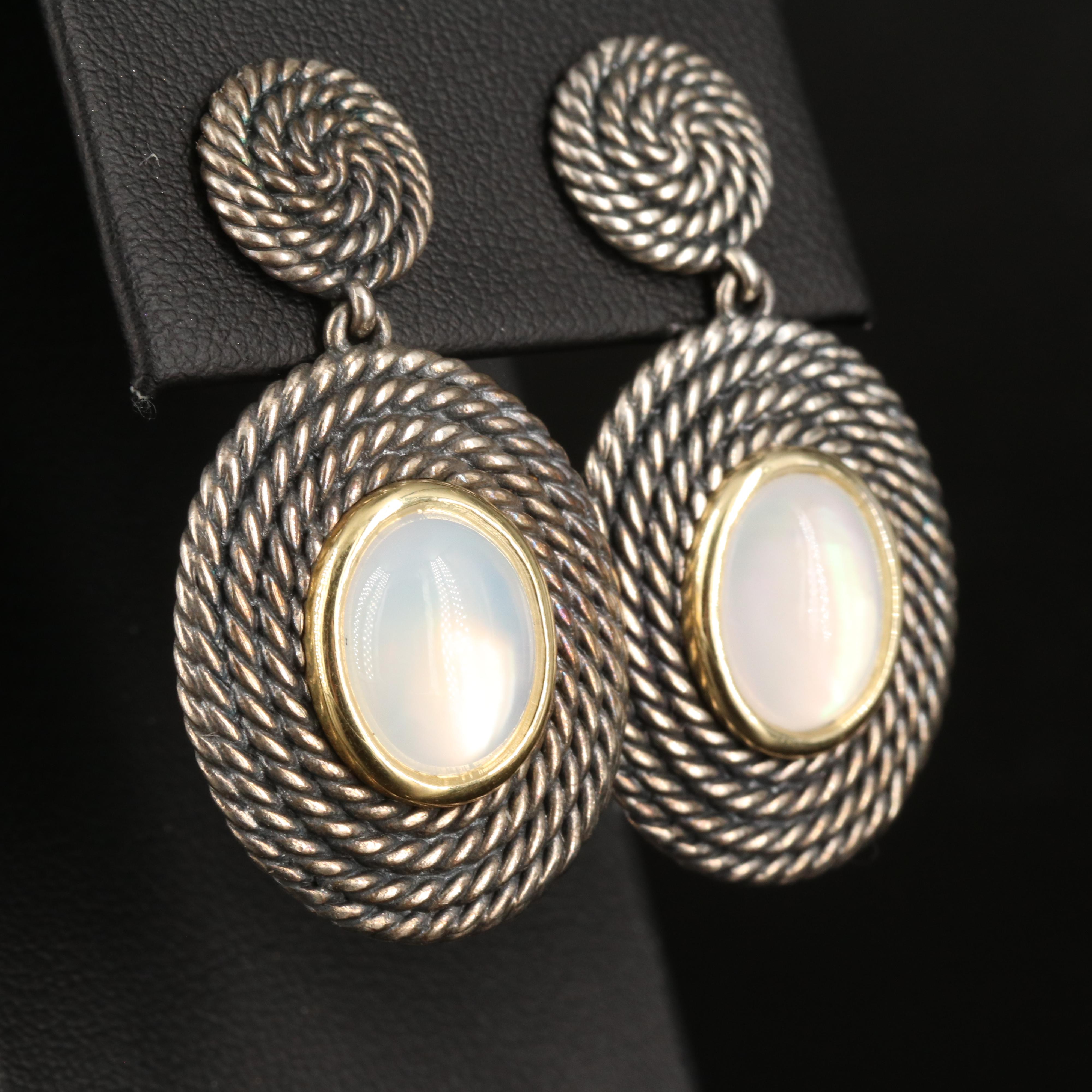 David Yurman Mother-of-Pearl and Quartz Cable Coil Earrings with 18K Accents