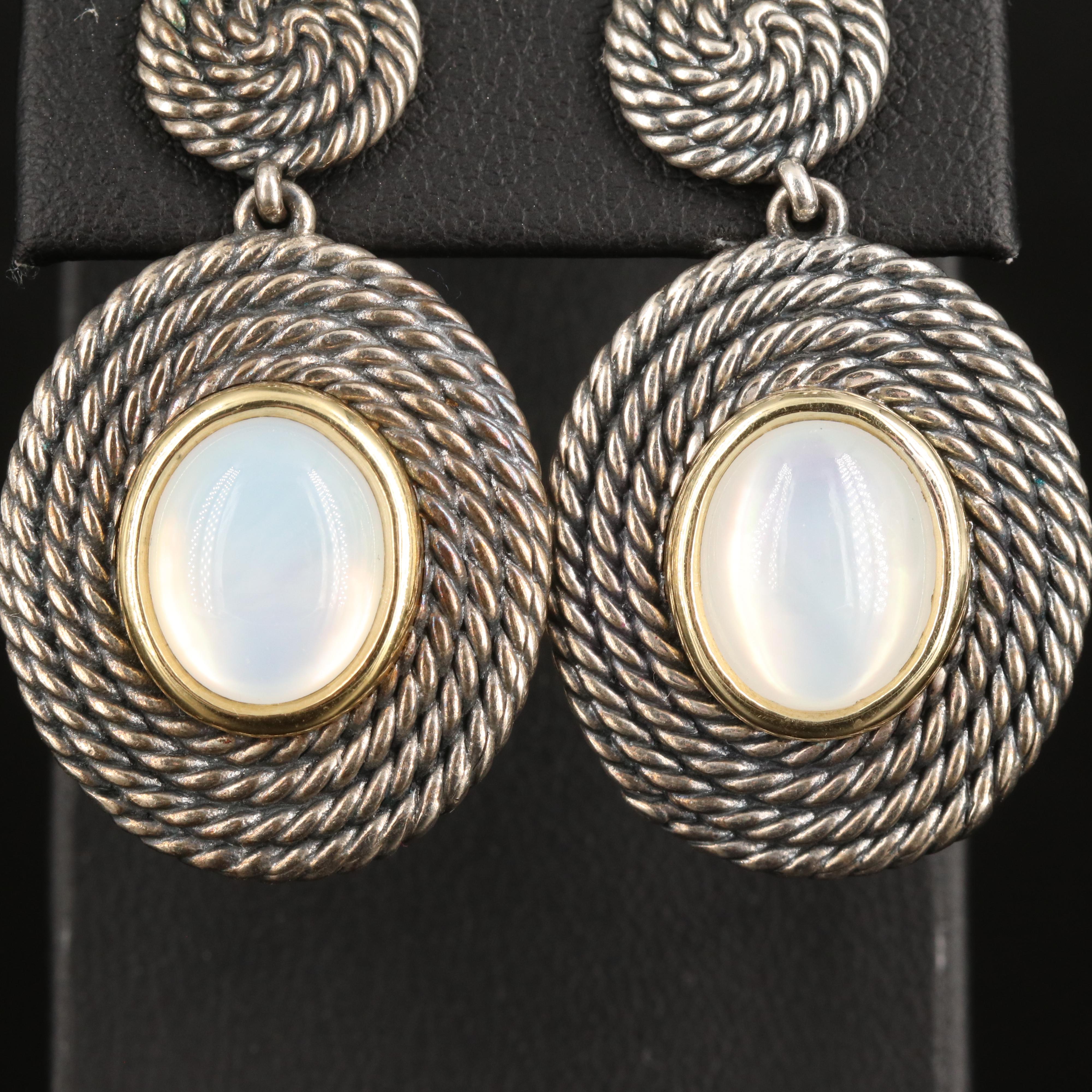 David Yurman Mother-of-Pearl and Quartz Cable Coil Earrings with 18K Accents