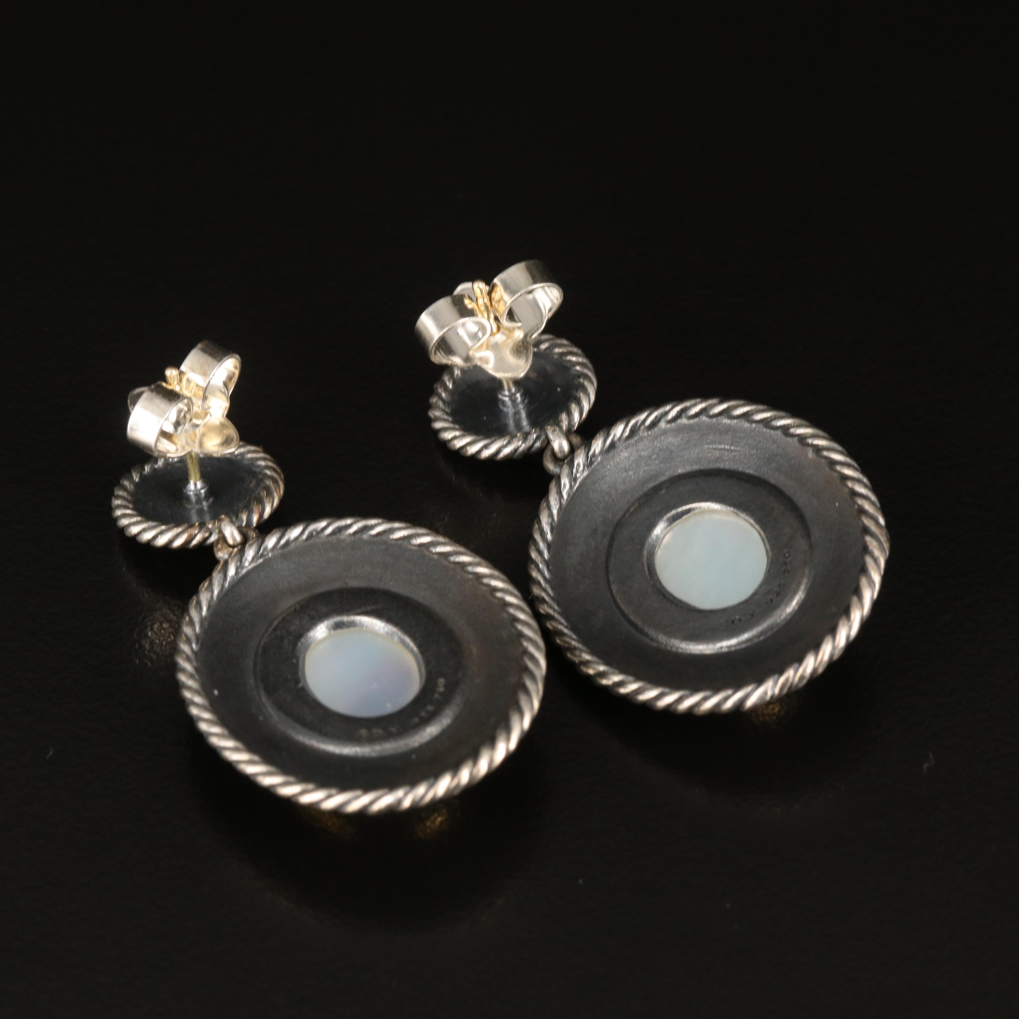 David Yurman Mother-of-Pearl and Quartz Cable Coil Earrings with 18K Accents