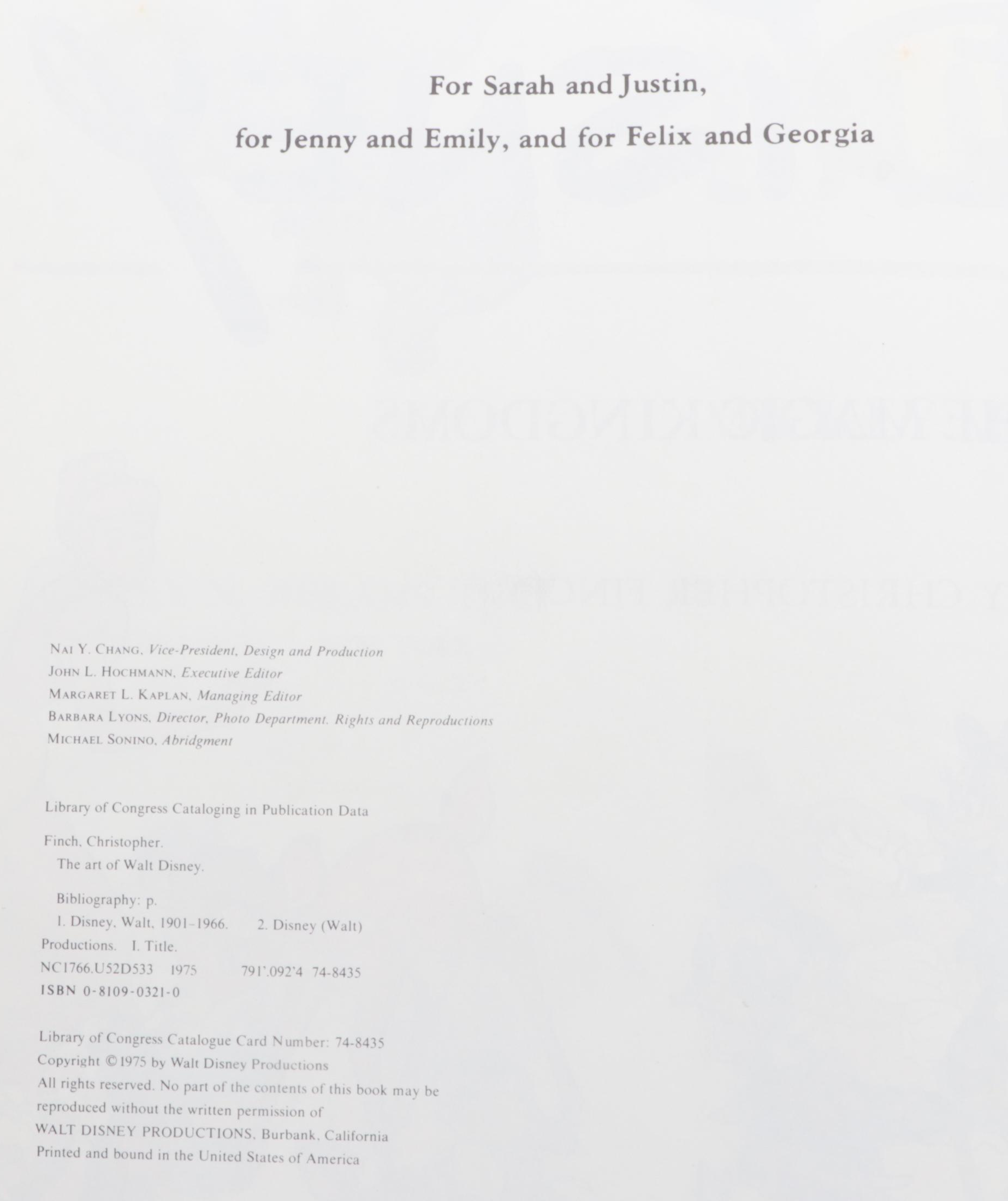 New Concise Edition "The Art of Walt Disney" by Christopher Finch, 1975