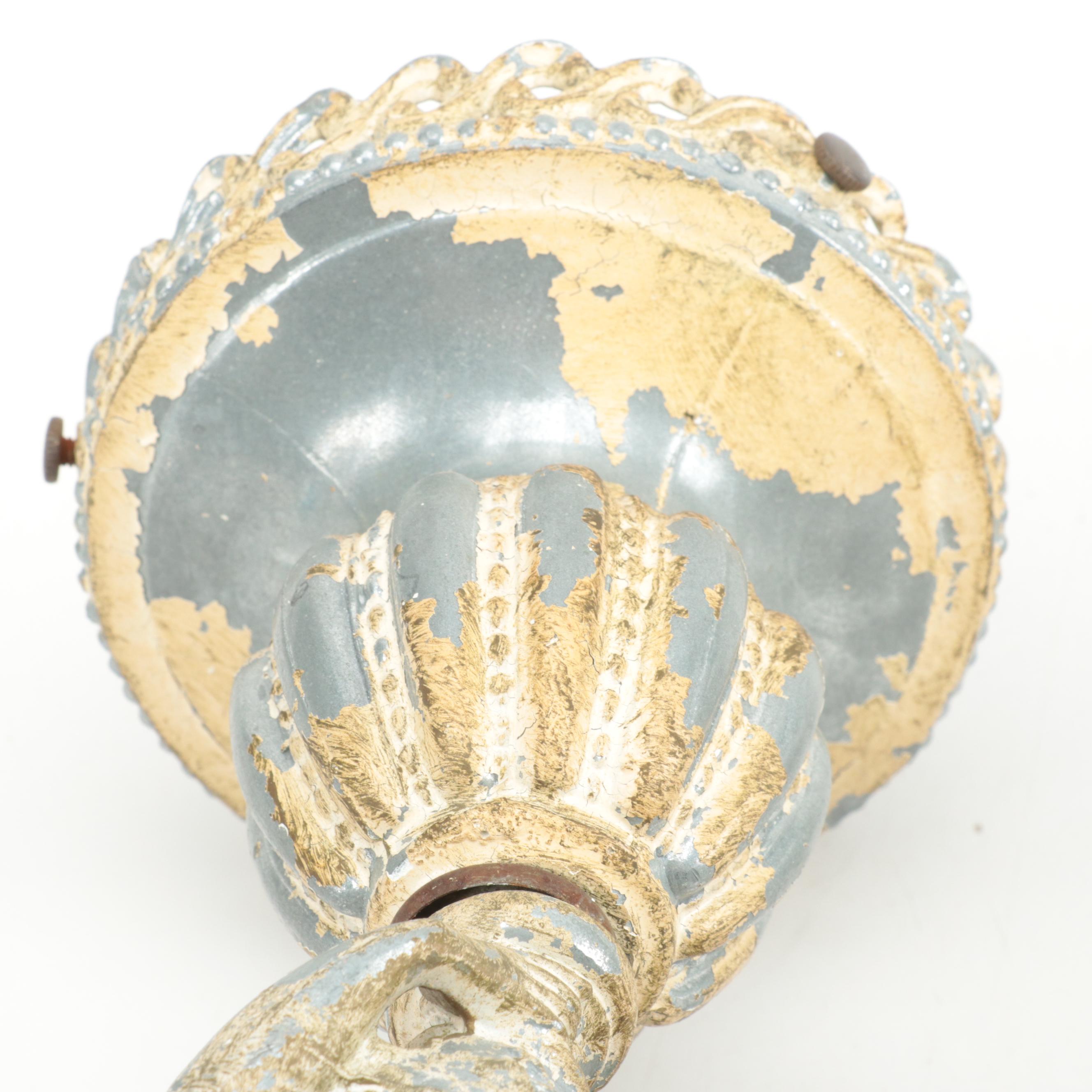 Pair of Painted Cast Metal Winged Caryatid Light Brackets