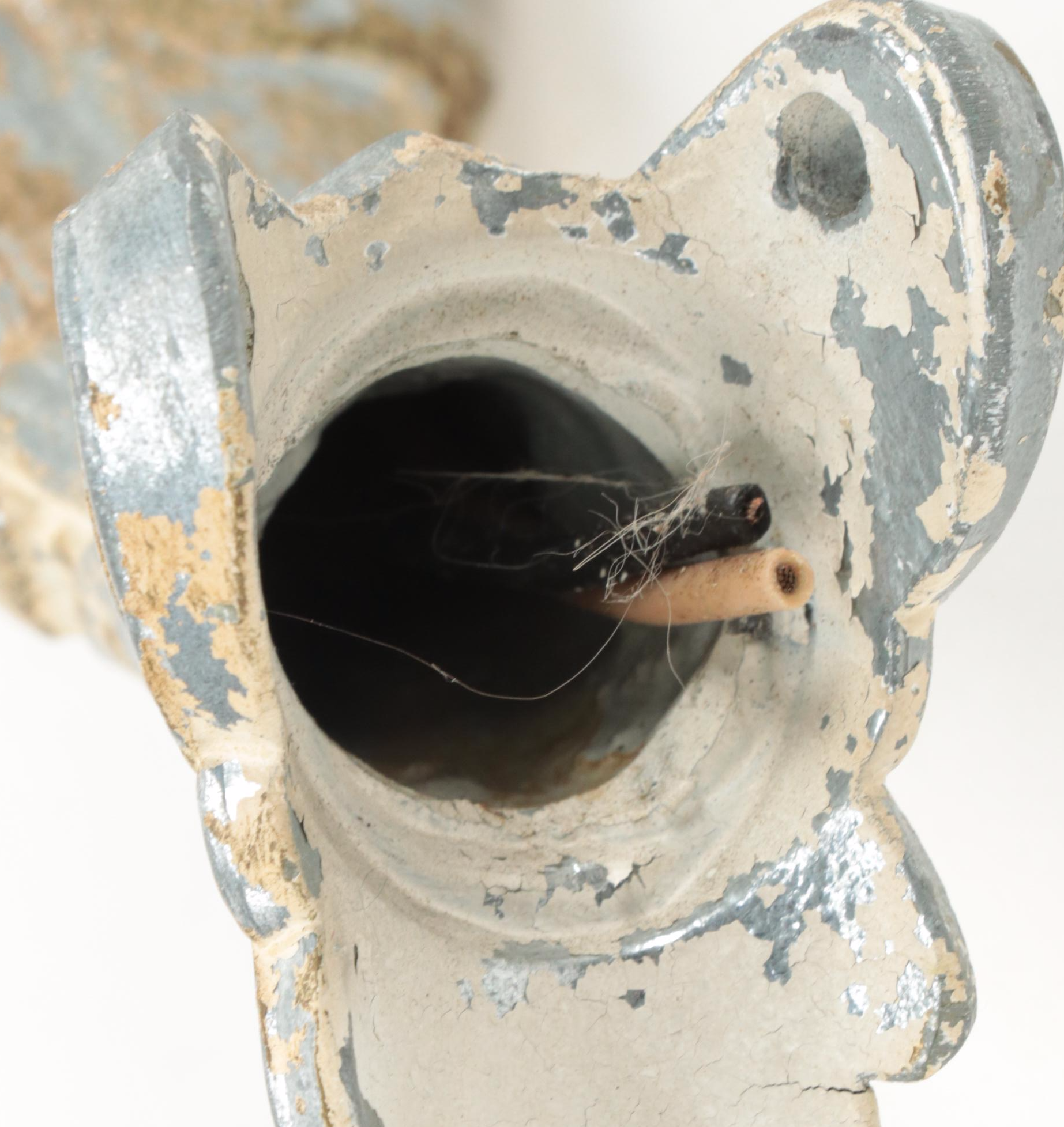 Pair of Painted Cast Metal Winged Caryatid Light Brackets