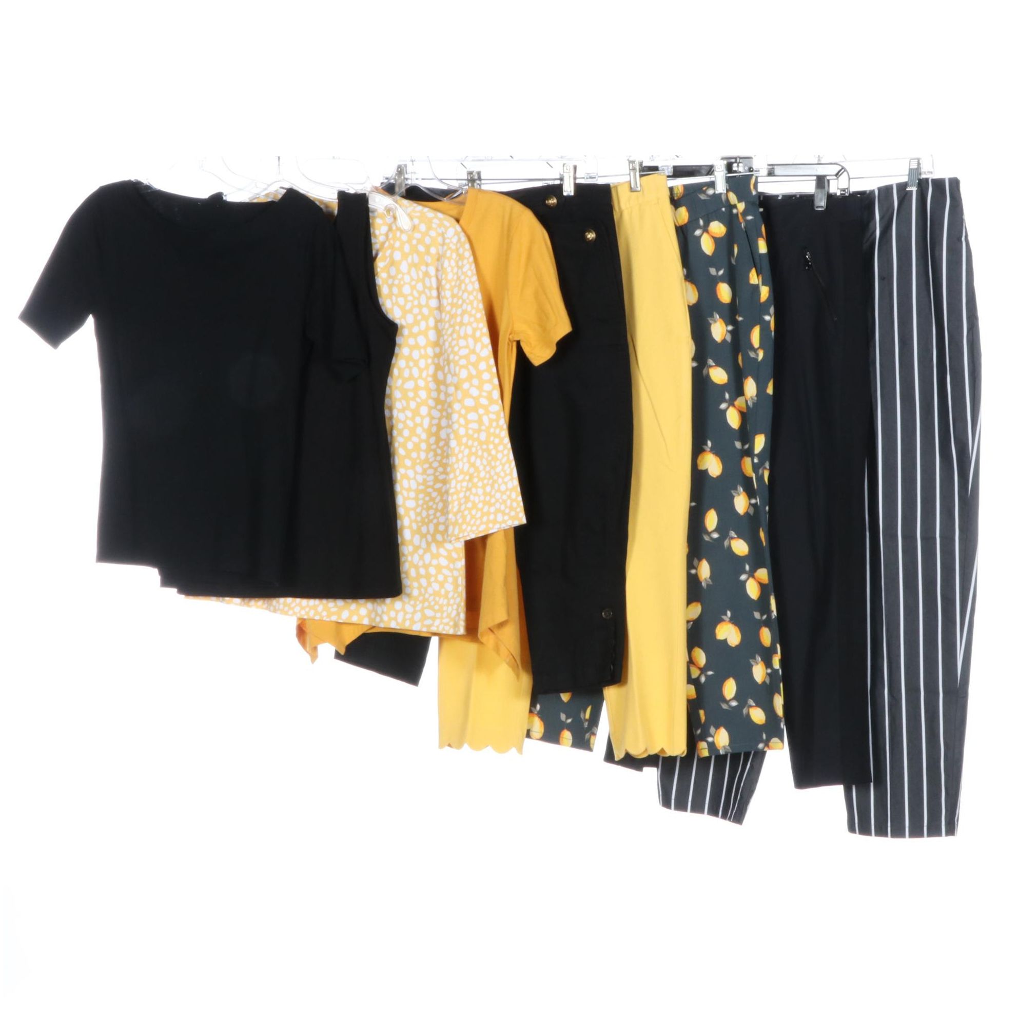Susan Graver, D & Co. and Logo Tops and Rebecca Taylor, BUI, Lemon Way Pants